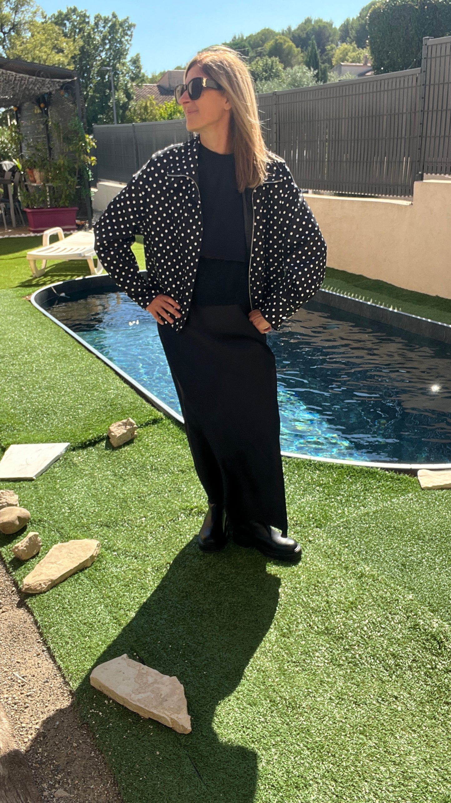 JUPE LONGUE NOIR "SATIN"