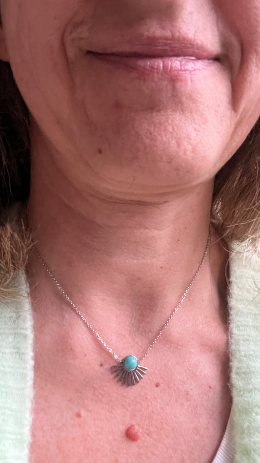 COLLIER ARGENTE/TURQUOISE "MILE MILA"