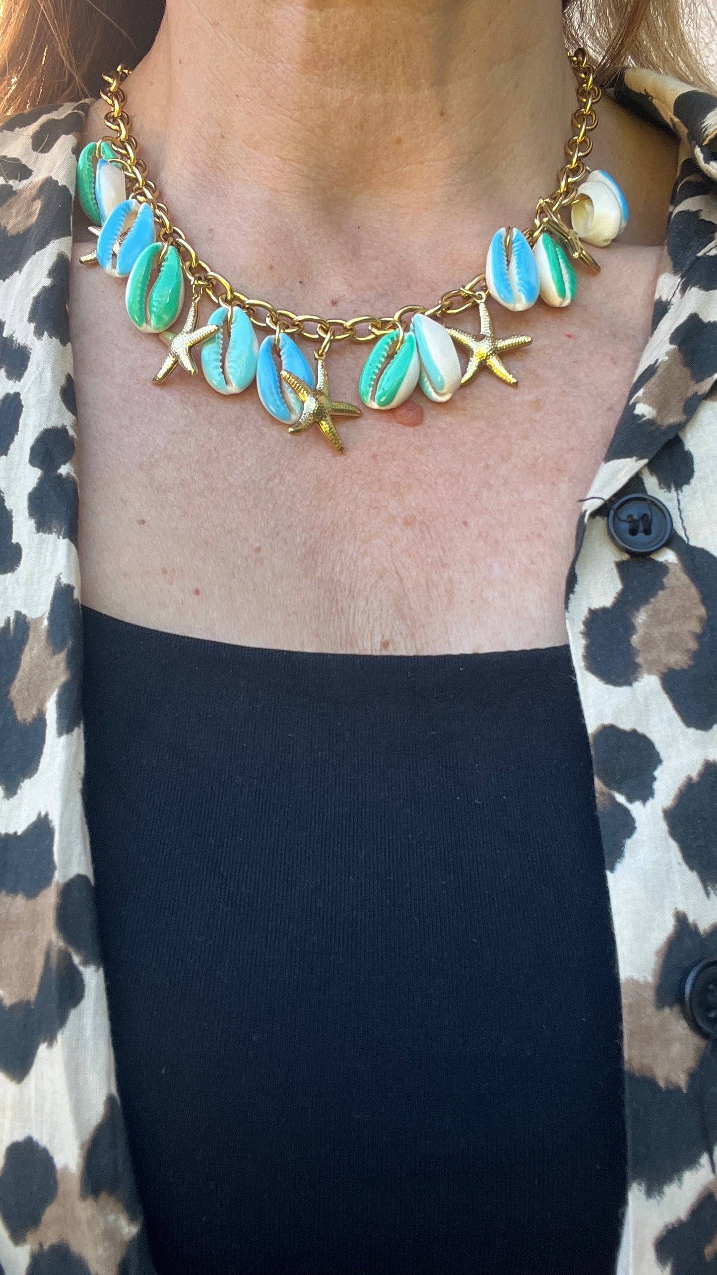 COLLIER COQUILLAGE BLEU TURQUOISE