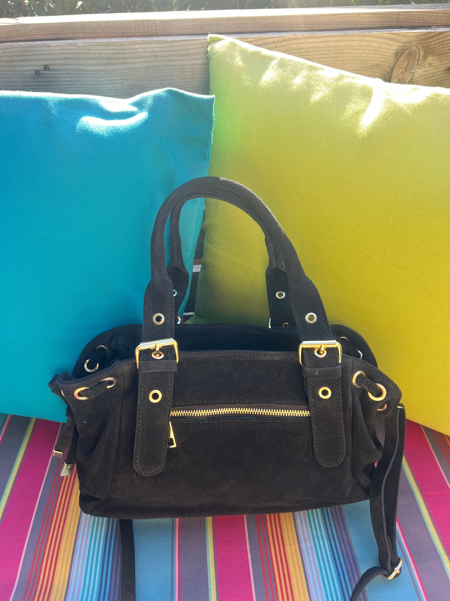 SAC EN CUIR SUEDE NOIR