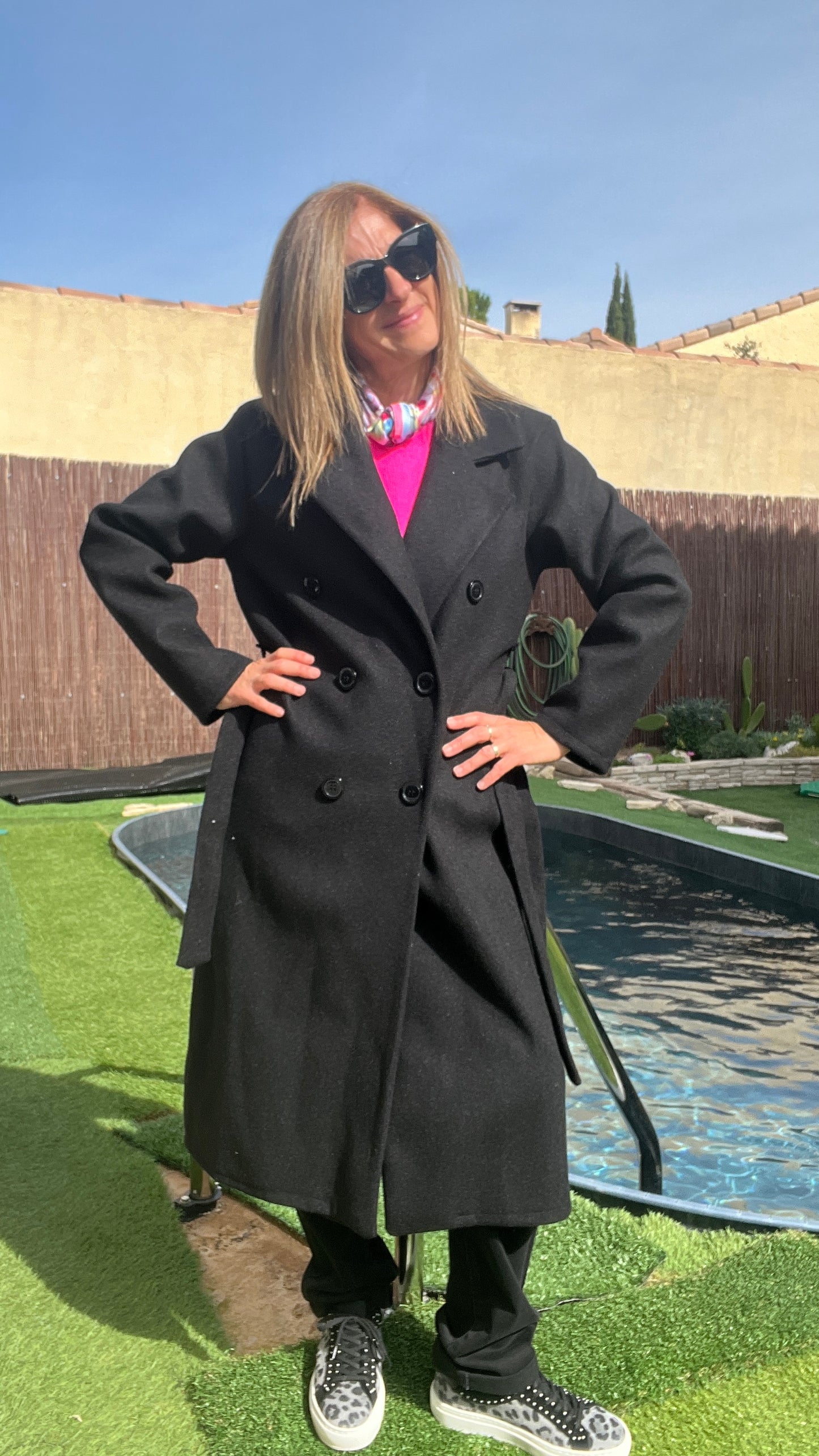 MANTEAU LONG NOIR « DIVA »