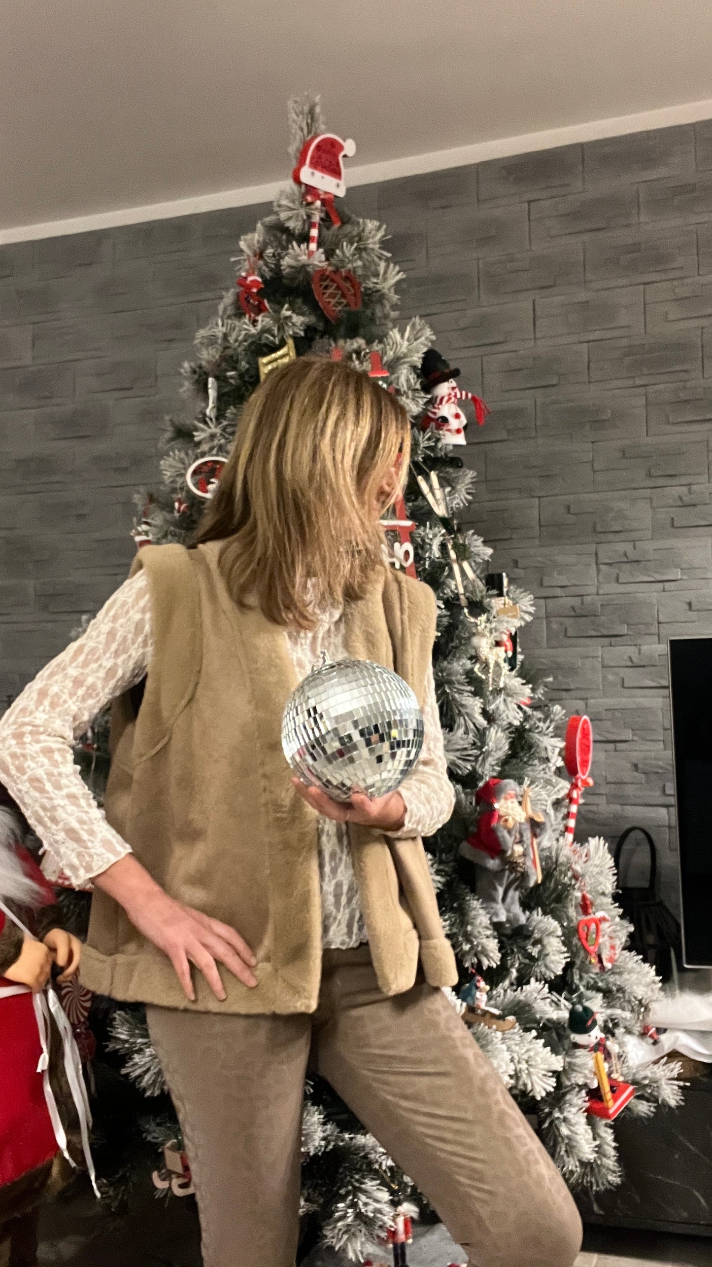 VESTE SANS MANCHES CAMEL IMITATION PEAU/MOUMOUTE