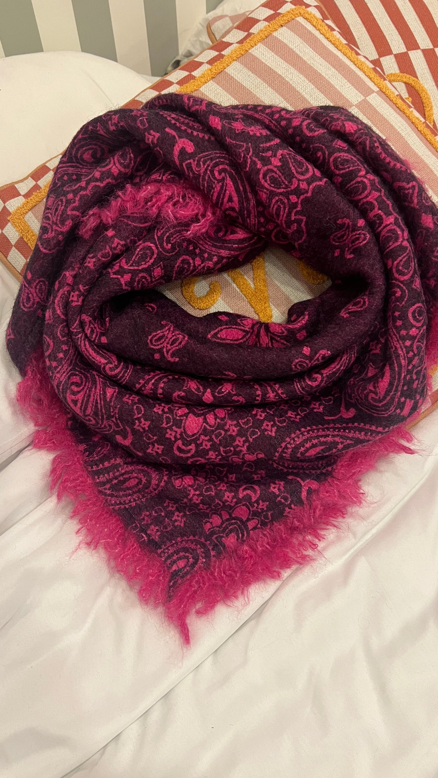 FOULARD BANDANA FUCHSIA/NOIR VIOLET
