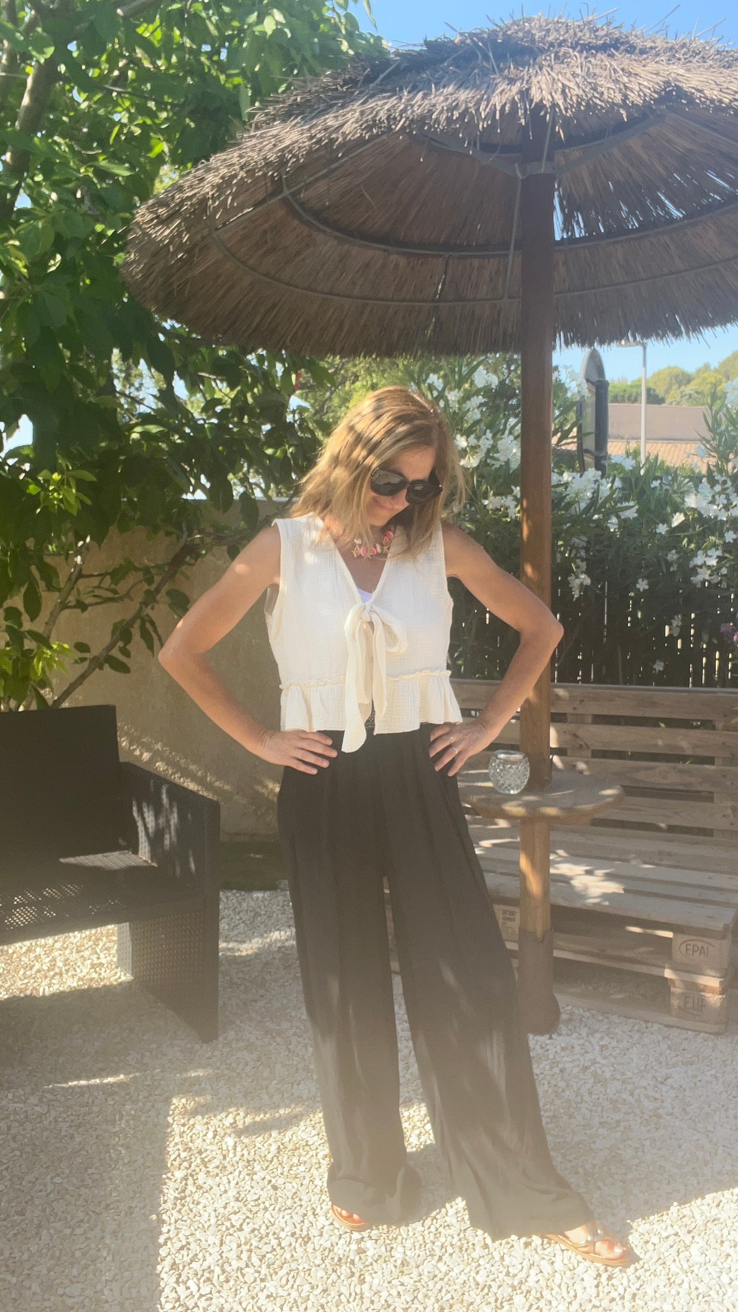 Pantalon fluide noir "OMBRE"
