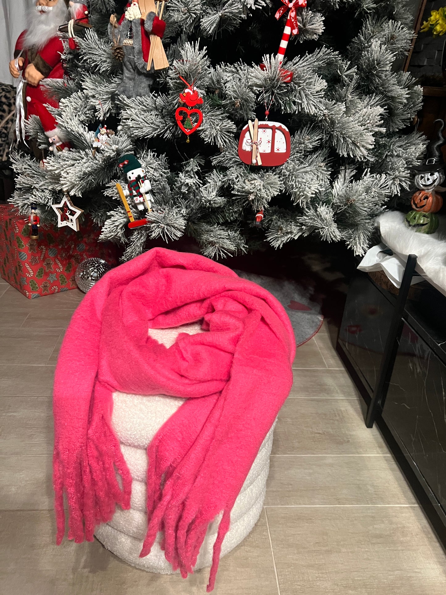 ECHARPE ROSE FLUO EPAISSE