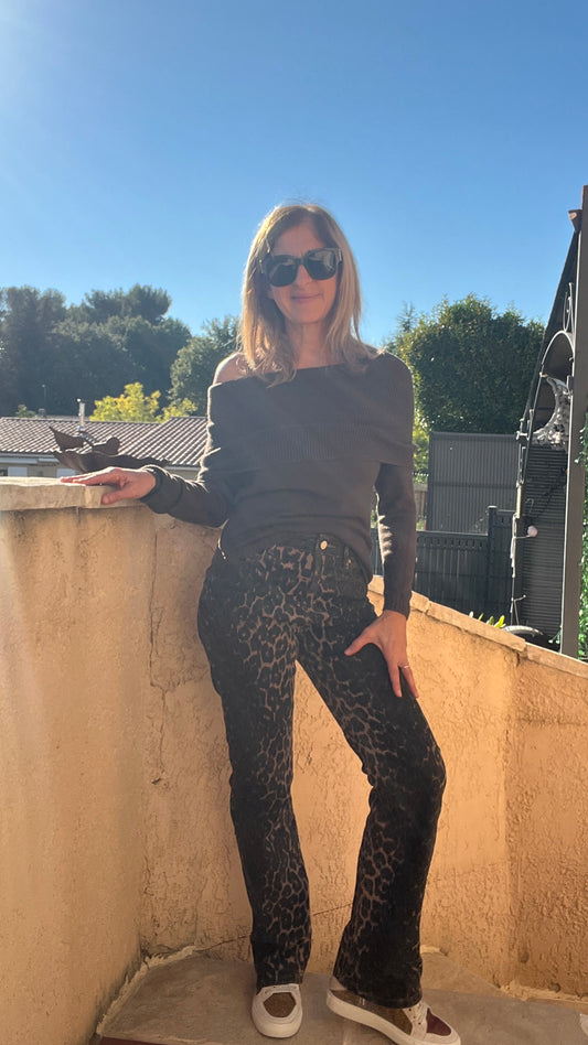 PULL CHOCOLAT COL BARDOT