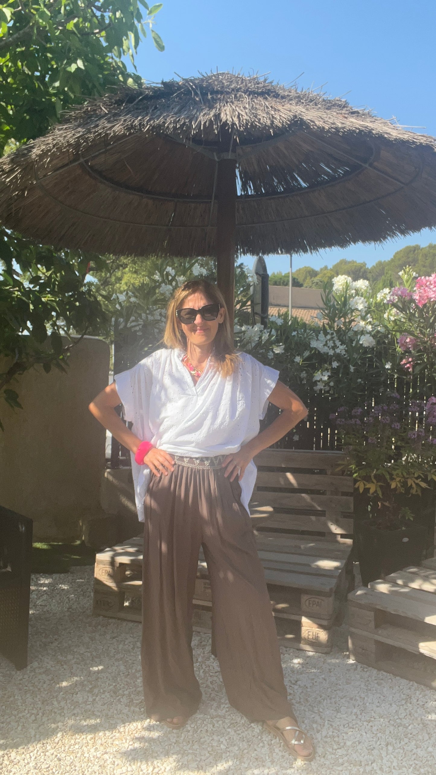 Pantalon fluide chocolat "OMBRE"