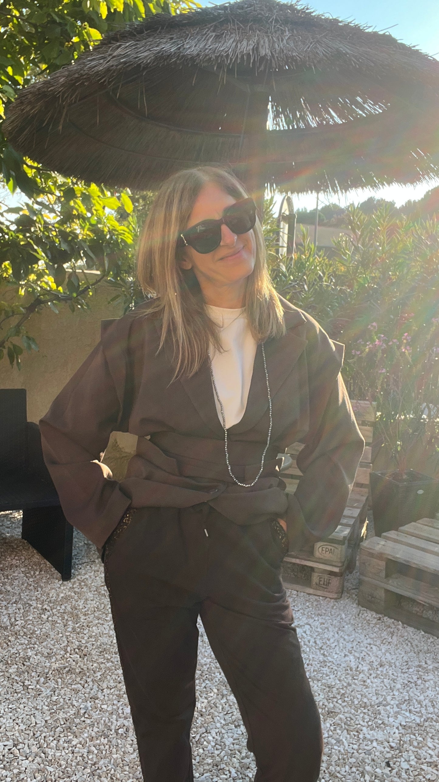 BLAZER CHOCOLAT CEINTURE