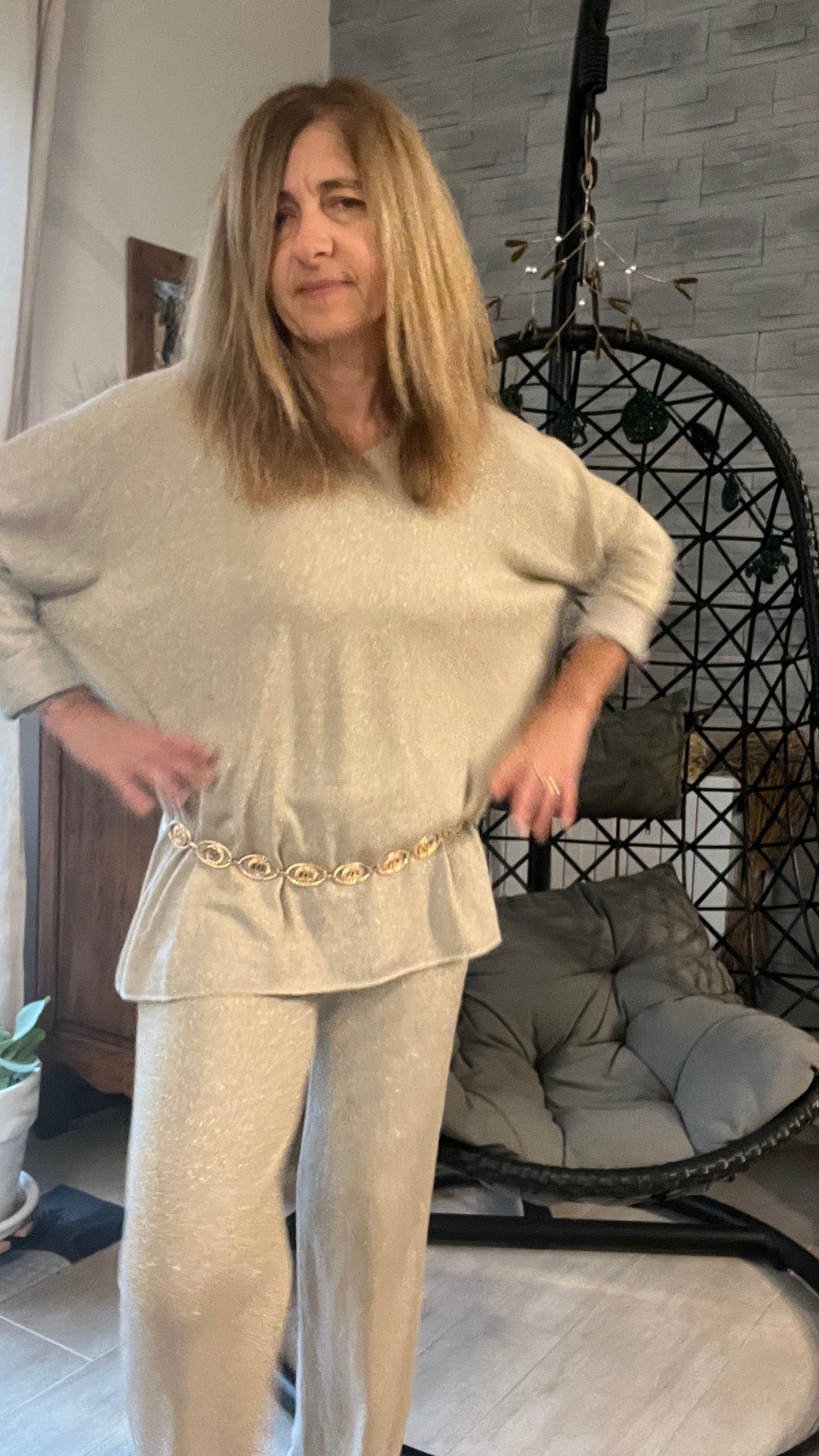 TUNIQUE PAILLETTES BEIGE/DORE