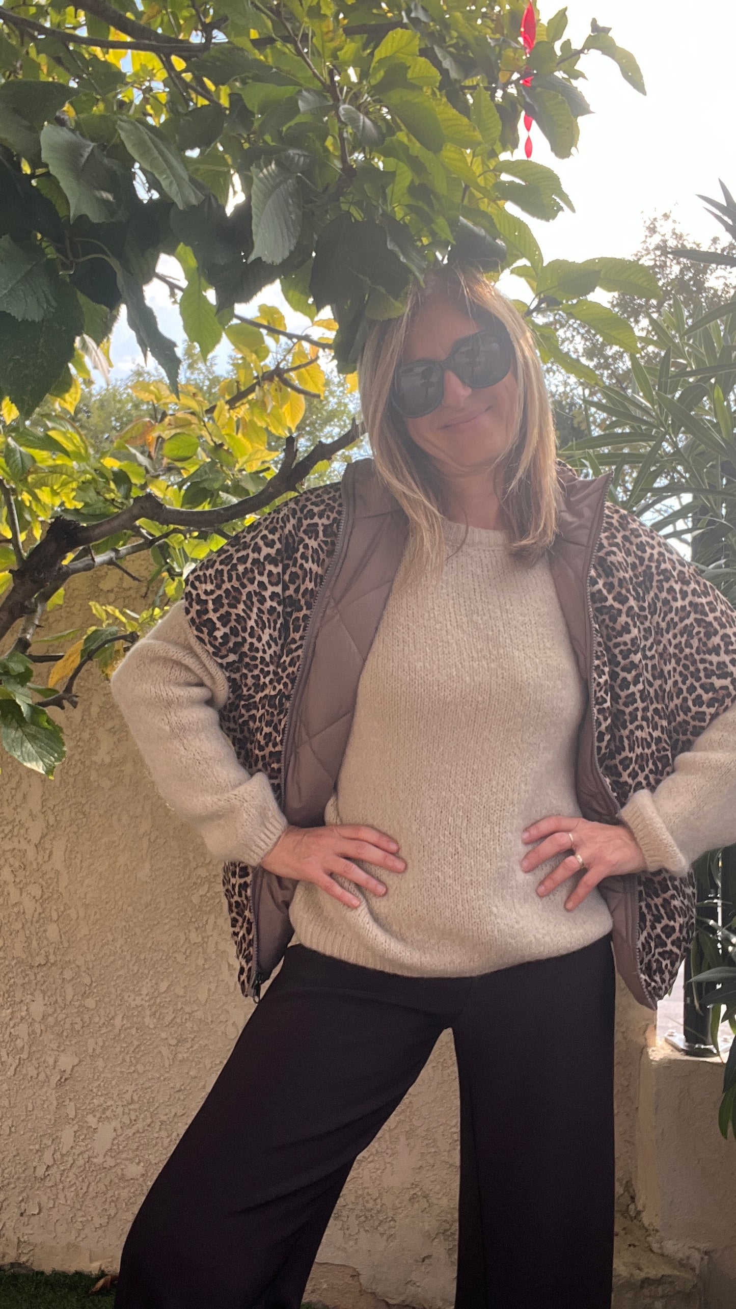 VESTE MATELASSEE TAUPE/LEOPARD REVERSIBLE