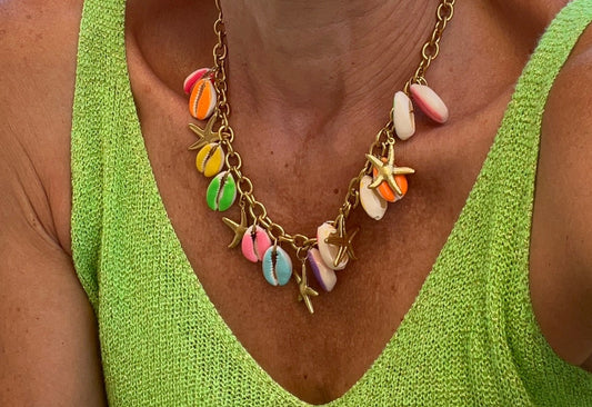 Collier coquillages multicolore