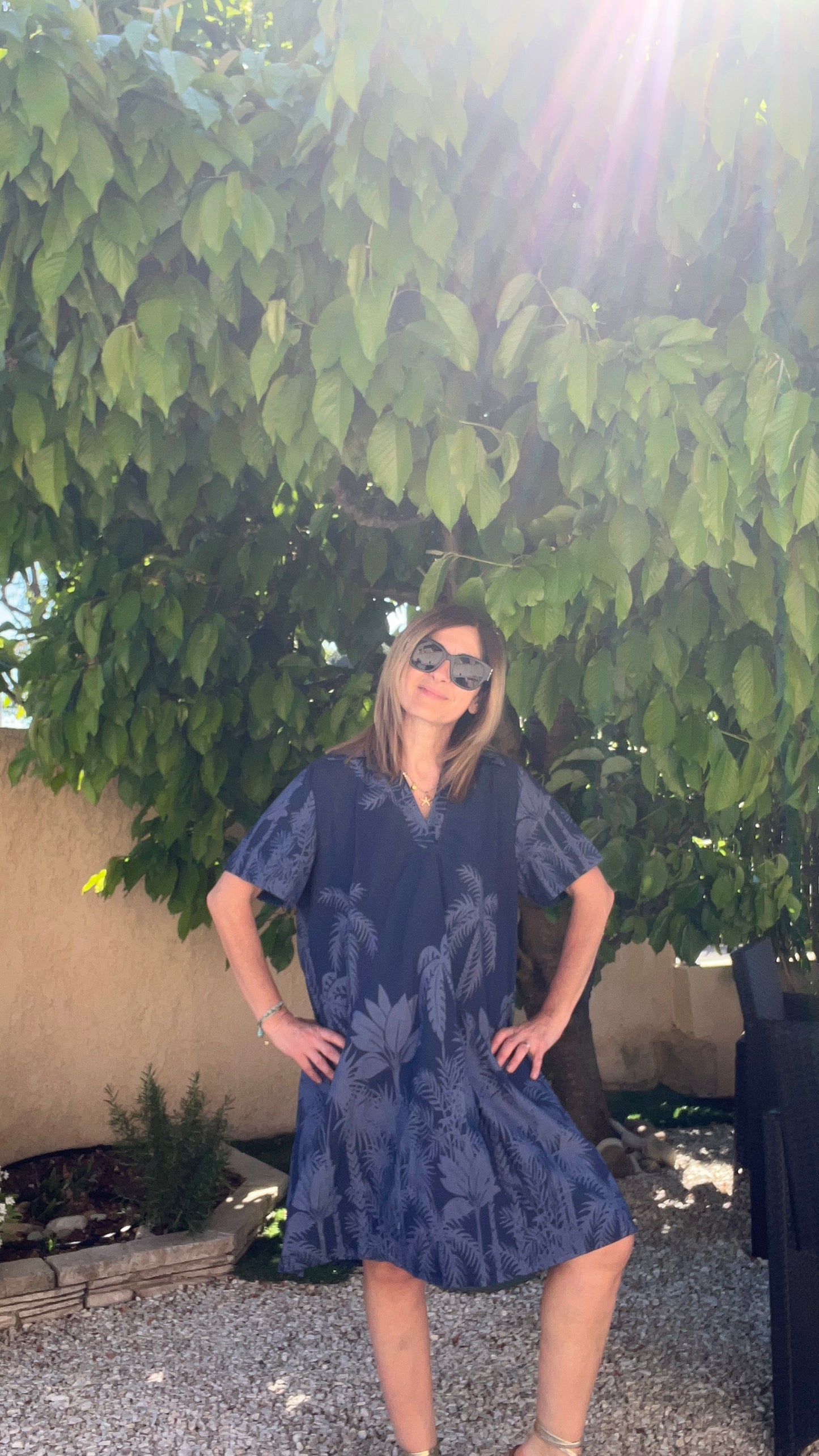 ROBE BLEUE MARINE/BLEUE JEAN "TROPIC"