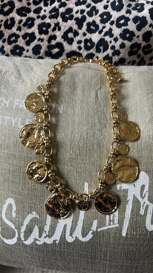 COLLIER DORE & MEDAILLONS & PIECES "HABAHA"