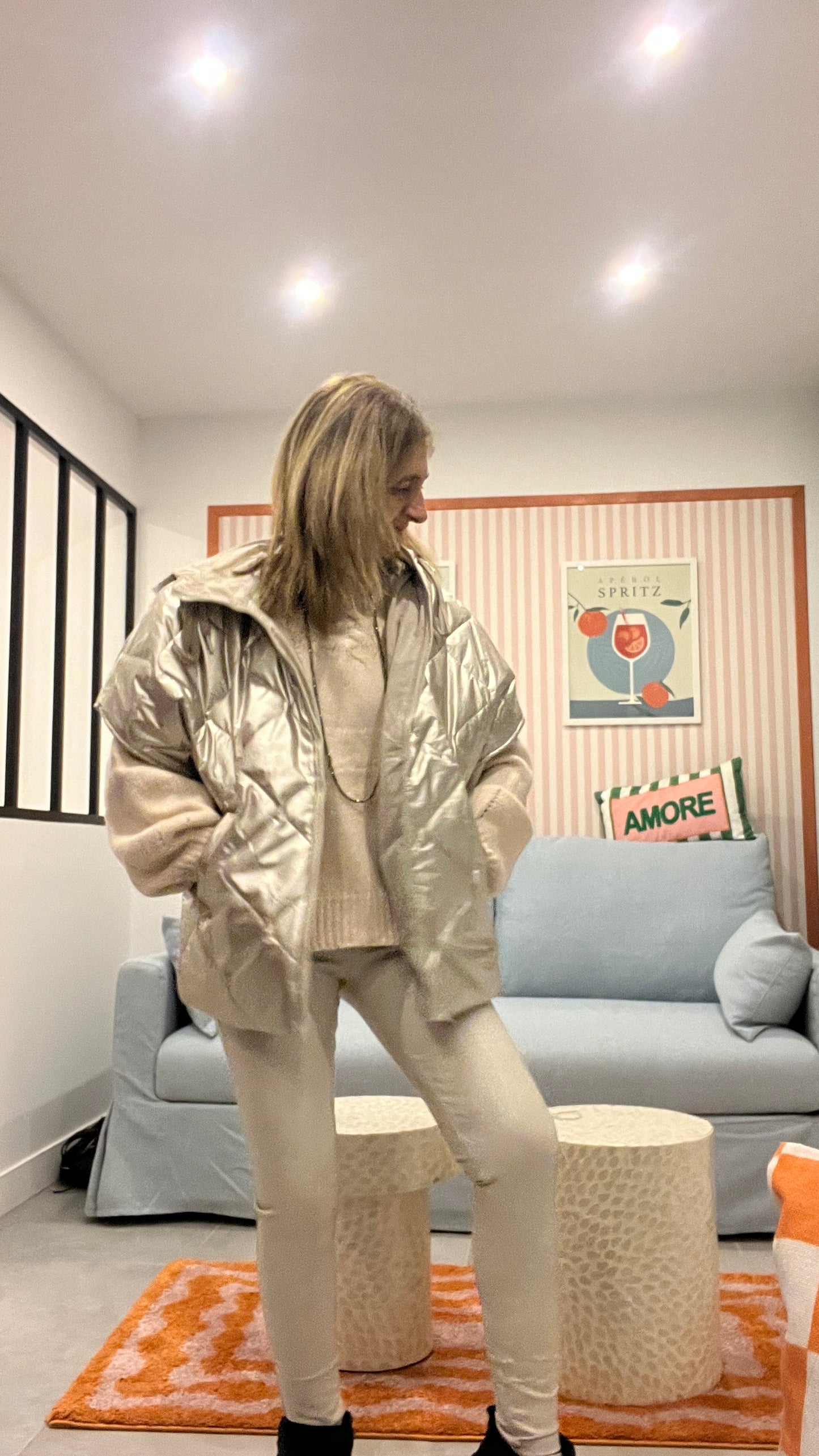 VESTE SANS MANCHES MATELASSEE DOREE