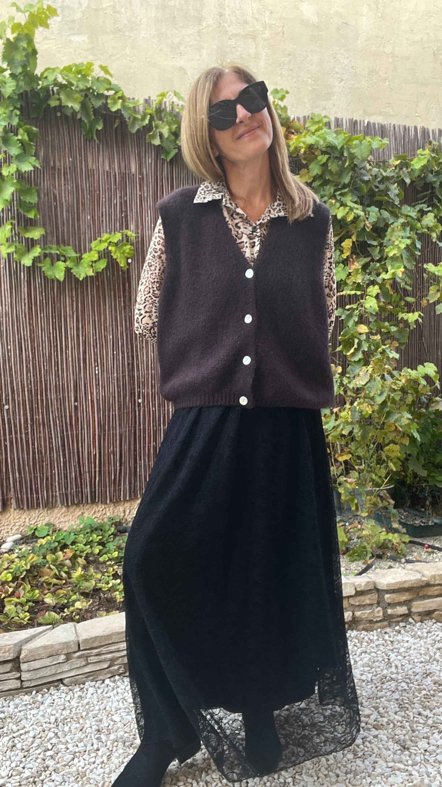 GILET SANS MANCHES CHOCOLAT "DIANA"