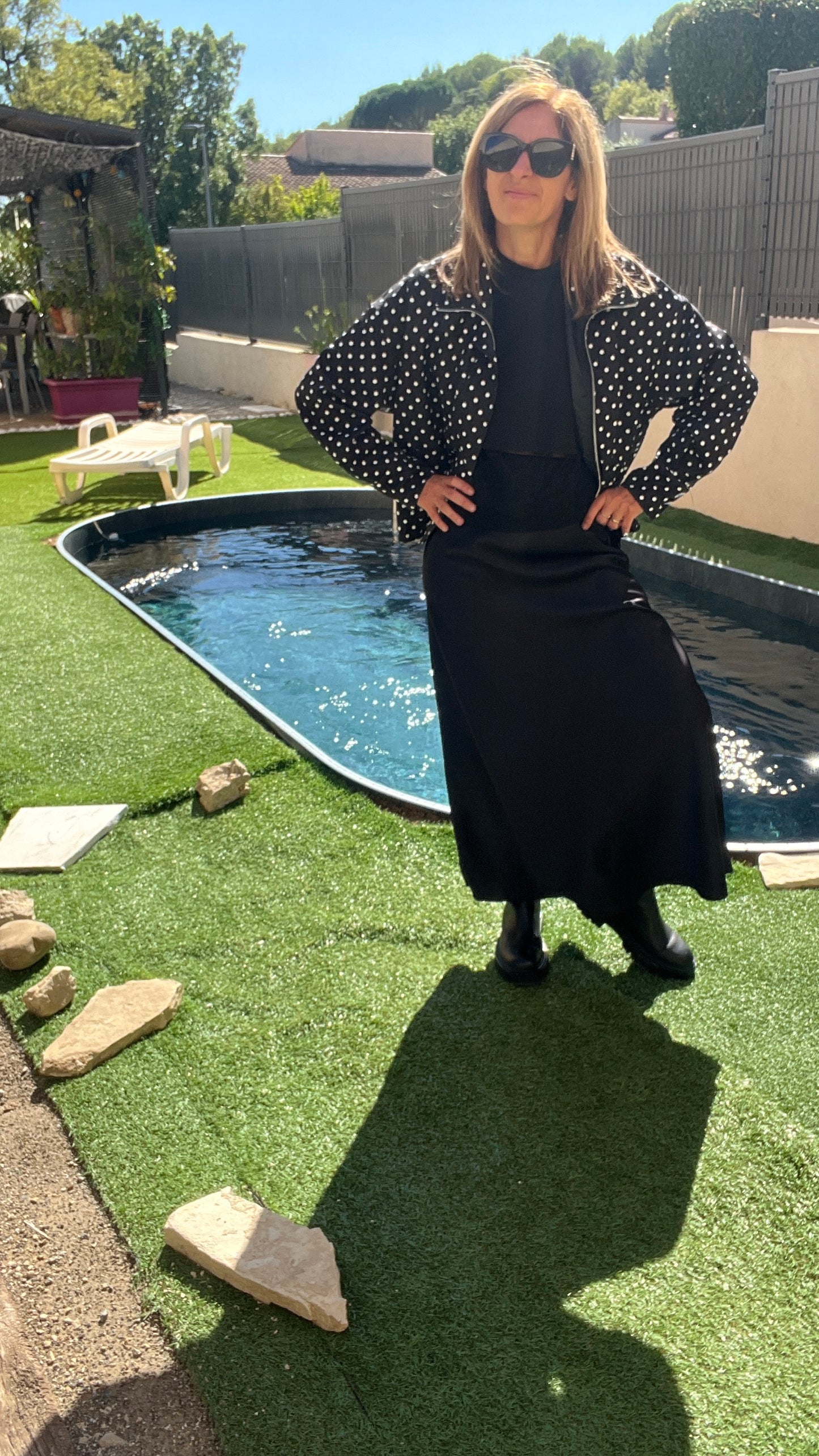 JUPE LONGUE NOIR "SATIN"