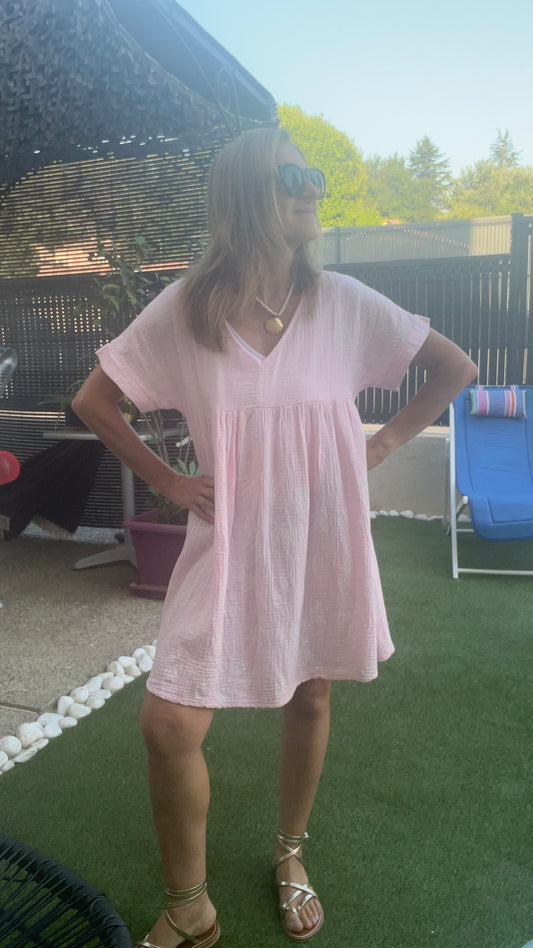 Robe rose "PALMIER"