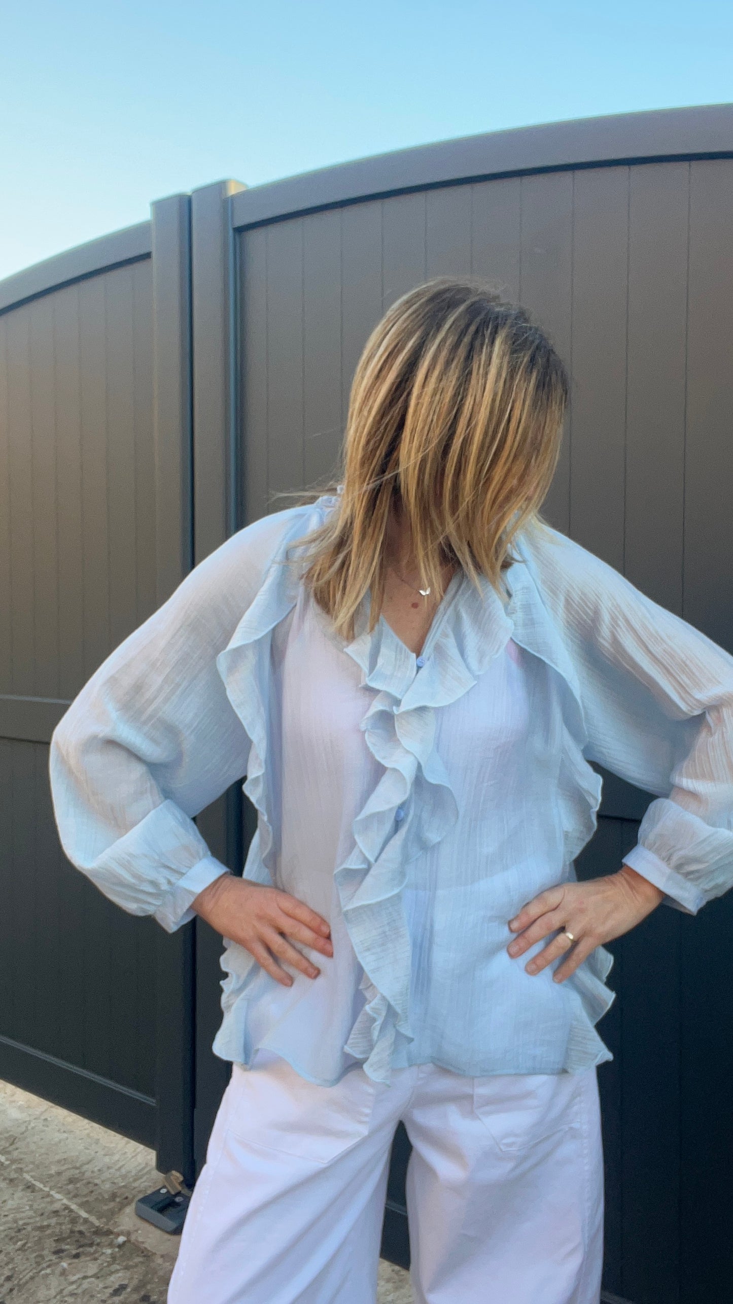 CHEMISIER BLEU A FROUFROU