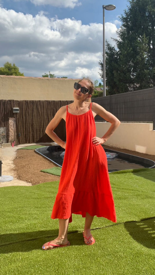 Robe orange "gaze de coton"