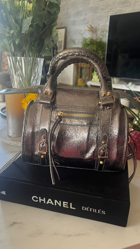 Sac gris argenté Similicuir "Bella"
