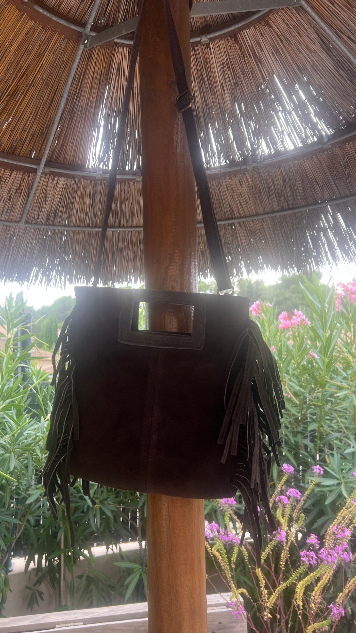 SAC CHOCOLAT A FRANGES