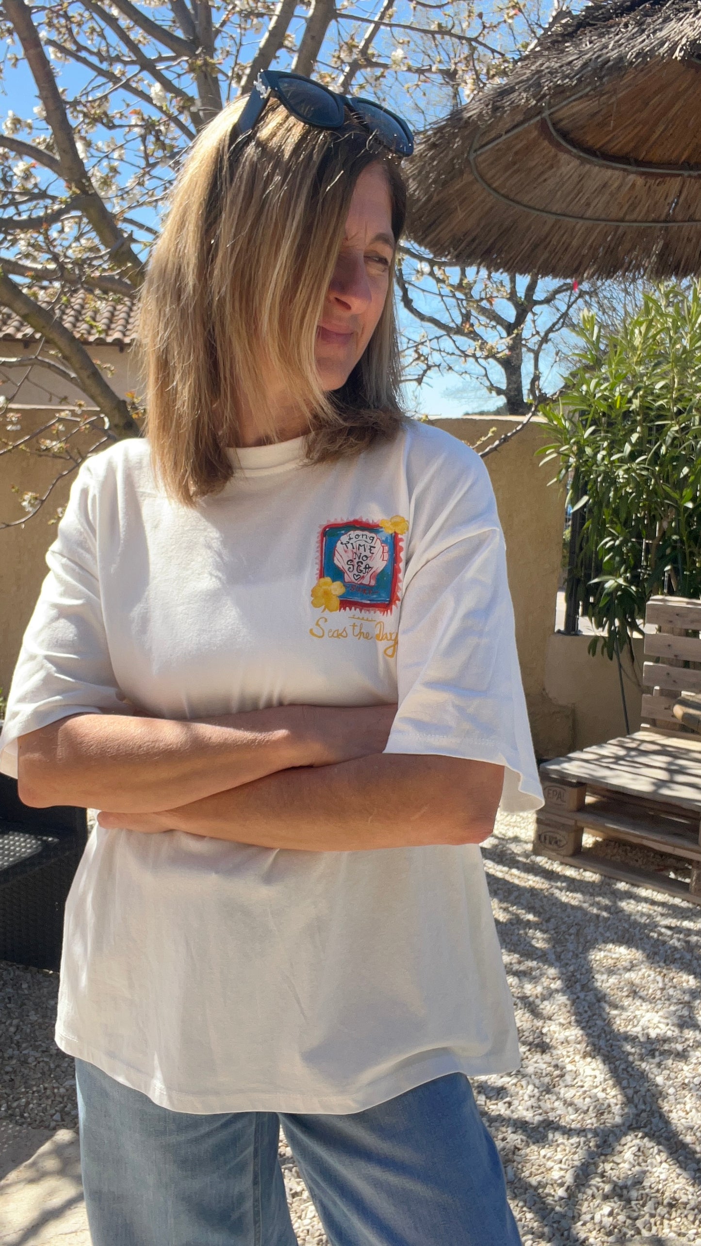 TEE-SHIRT BLANC COQUILLAGE "SEAS THE DAY"