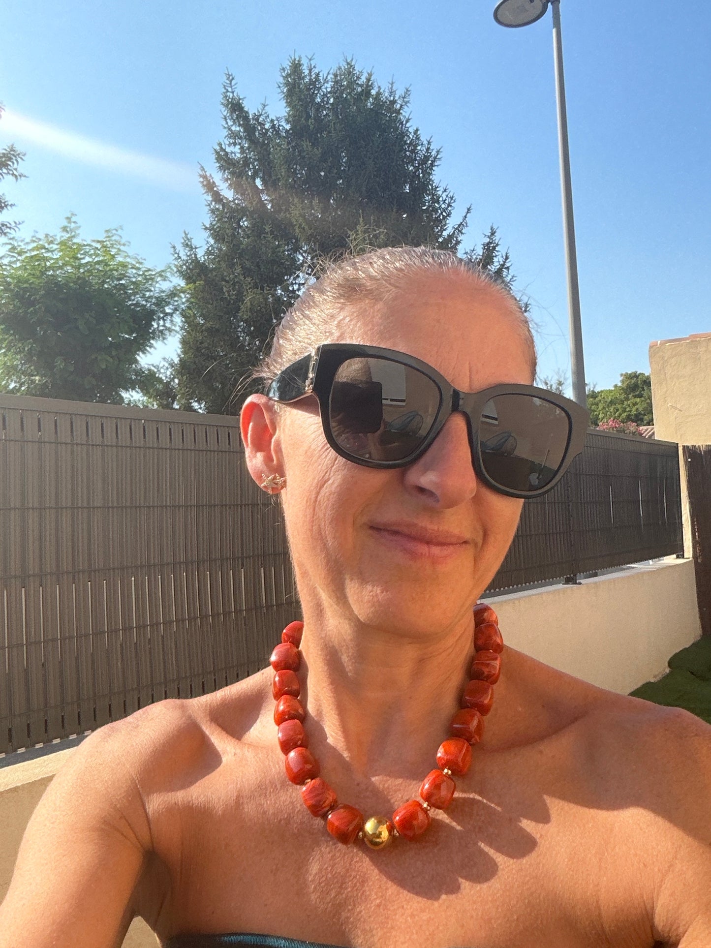 Collier boules résine "Terra Cotta"