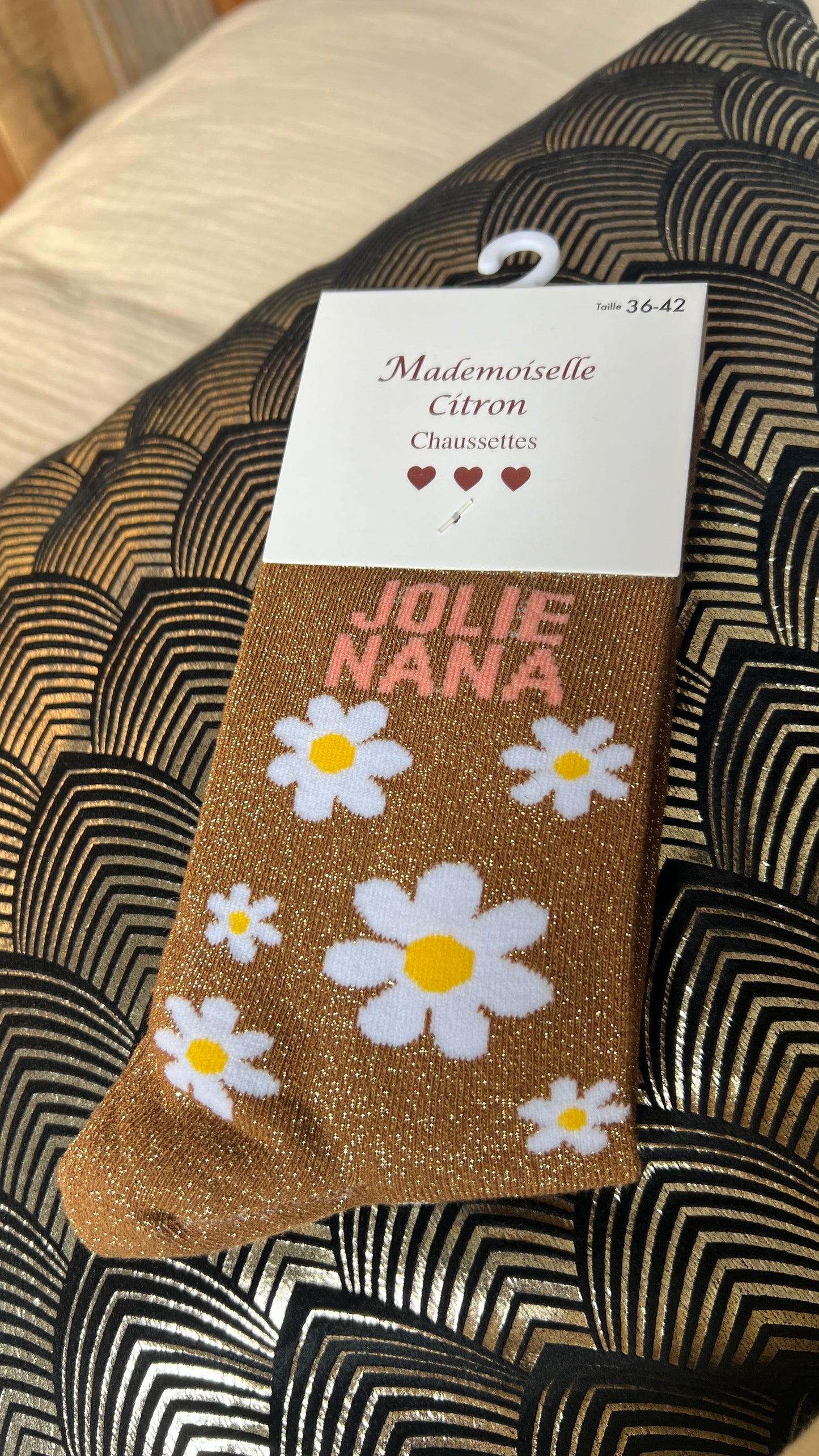 CHAUSSETTES PAILLETTES "MARGUERITES/SEXY"💋🌼