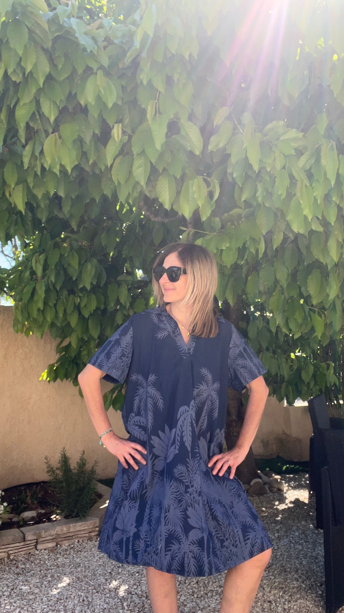 ROBE BLEUE MARINE/BLEUE JEAN "TROPIC"