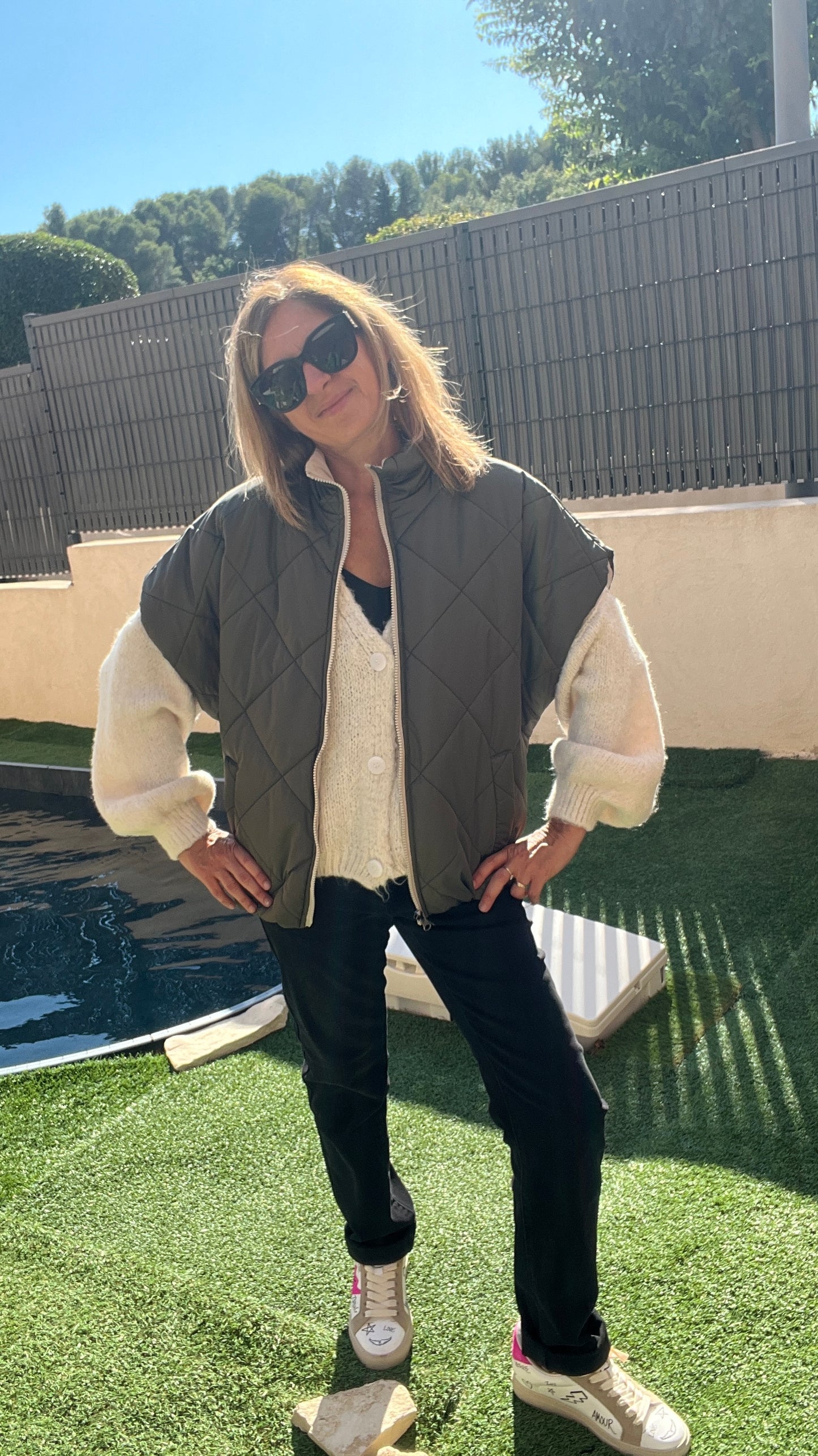 VESTE MATELASSEE KAKI/BEIGE REVERSIBLE "NEON"