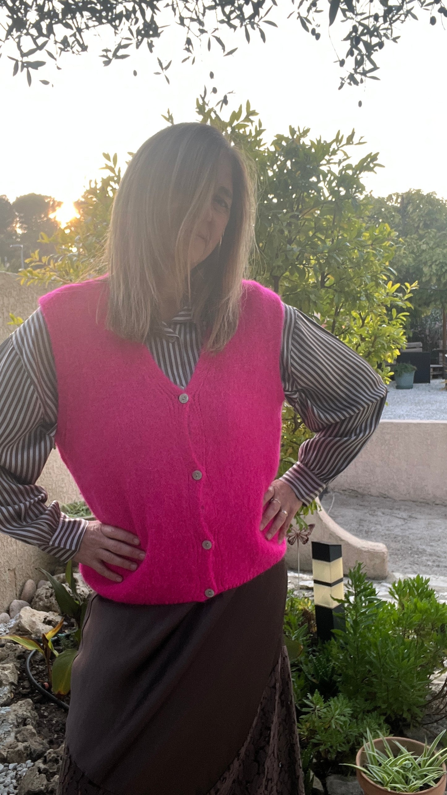 GILET SANS MANCHES ROSE FLUO "DIANA"