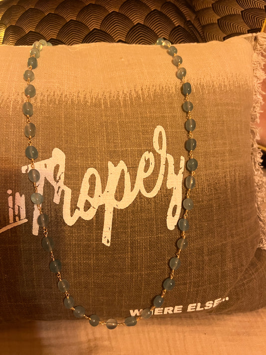 SAUTOIR BLEU TURQUOISE EN PIERRE SEMI PRECIEUSE "HABAHA"