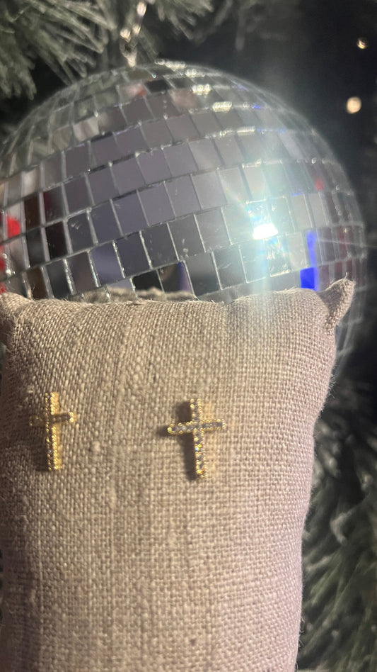 BOUCLES D'OREILLES CROIX DOREES