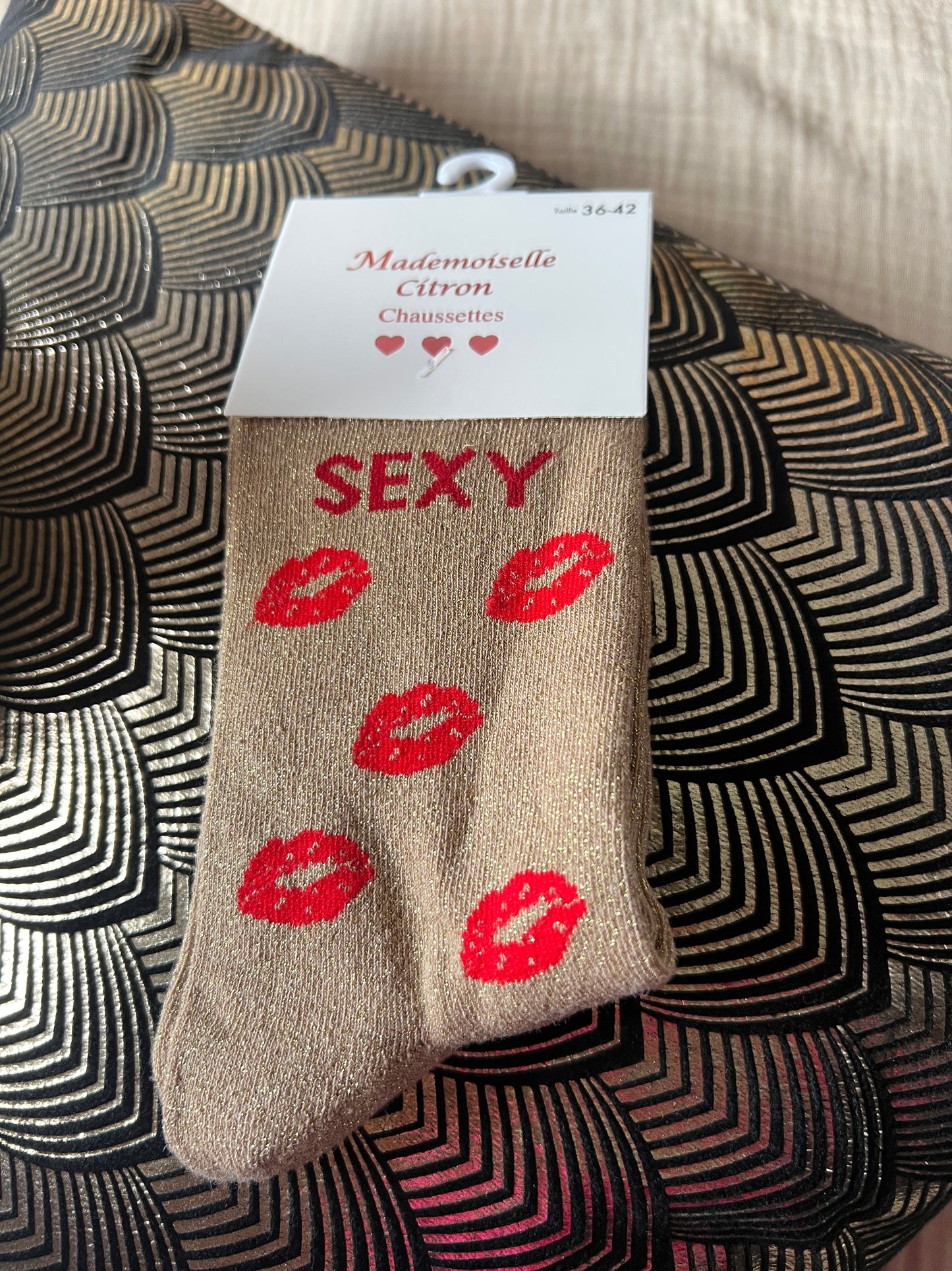 CHAUSSETTES PAILLETTES "MARGUERITES/SEXY"💋🌼