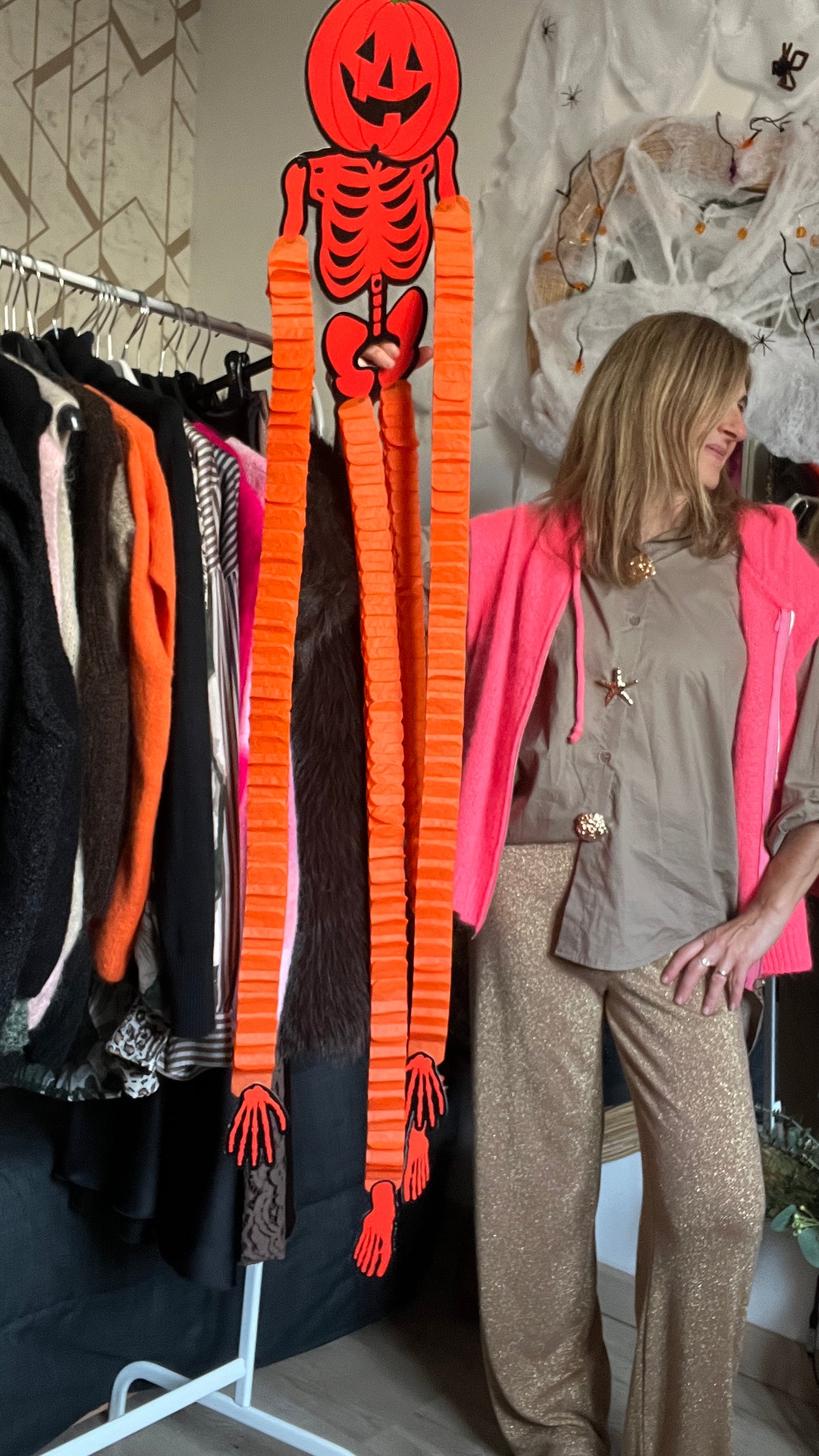 PANTALON FLUIDE PAILLETTES DORE