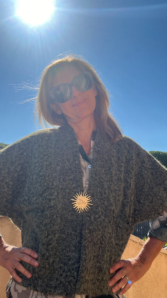 VESTE KAKI MANCHES COURTES "SOLEIL"