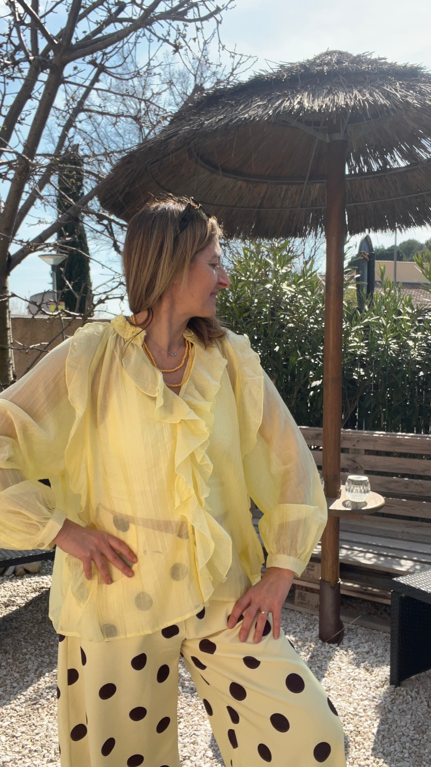CHEMISIER JAUNE A FROUFROU