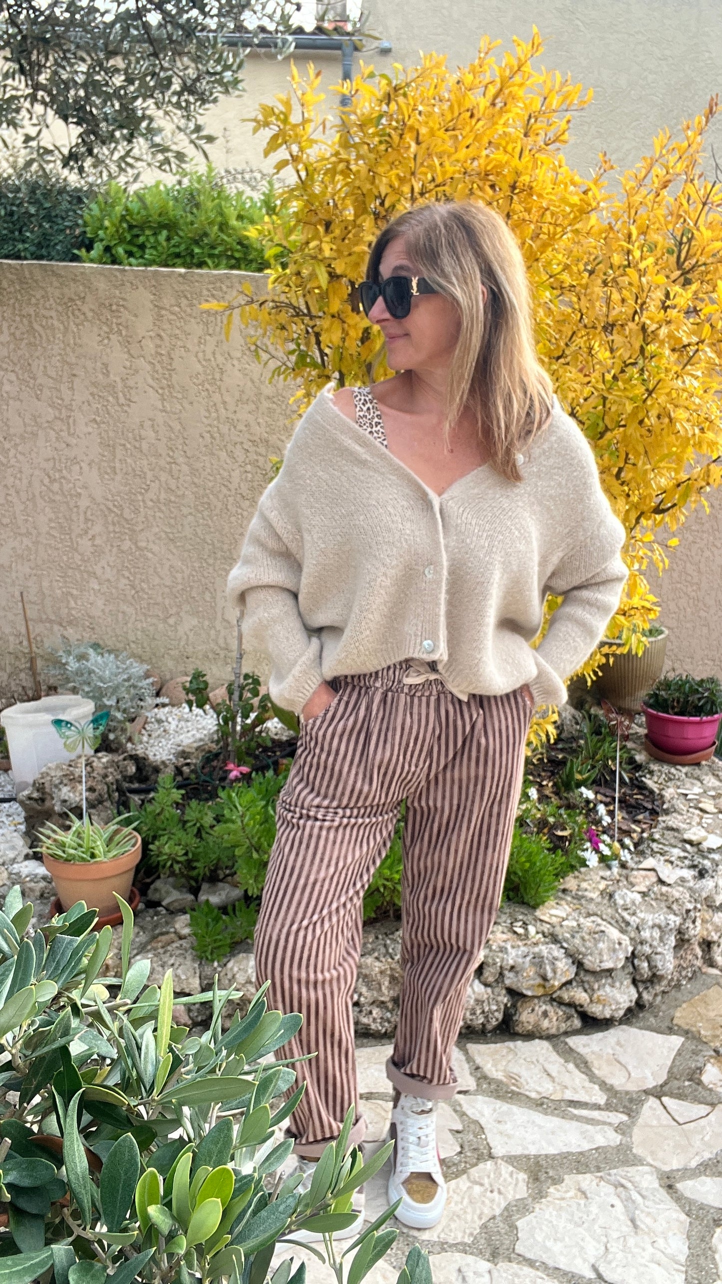 GILET BEIGE MANCHES LONGUES "ANNA"