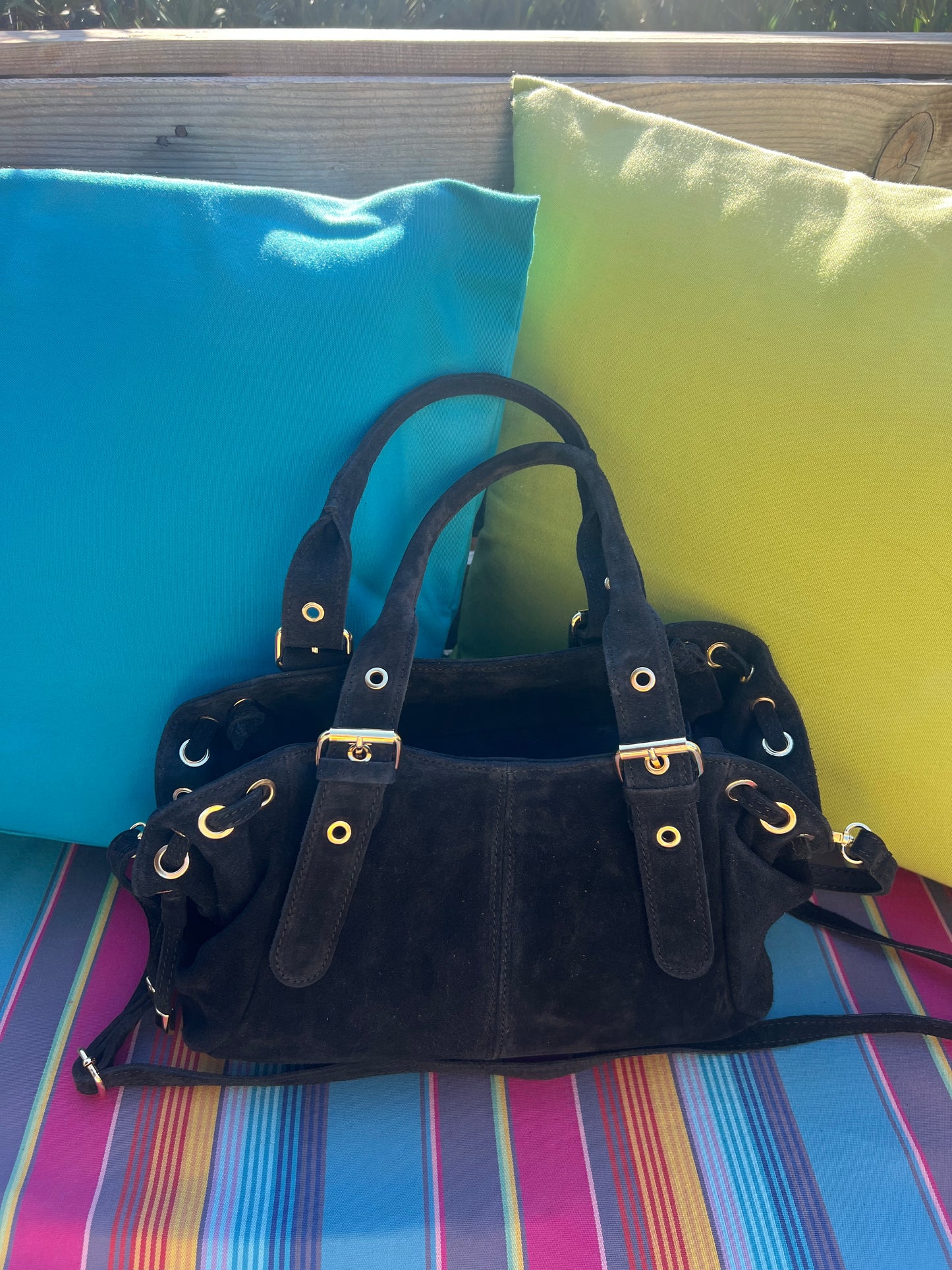 SAC EN CUIR SUEDE NOIR