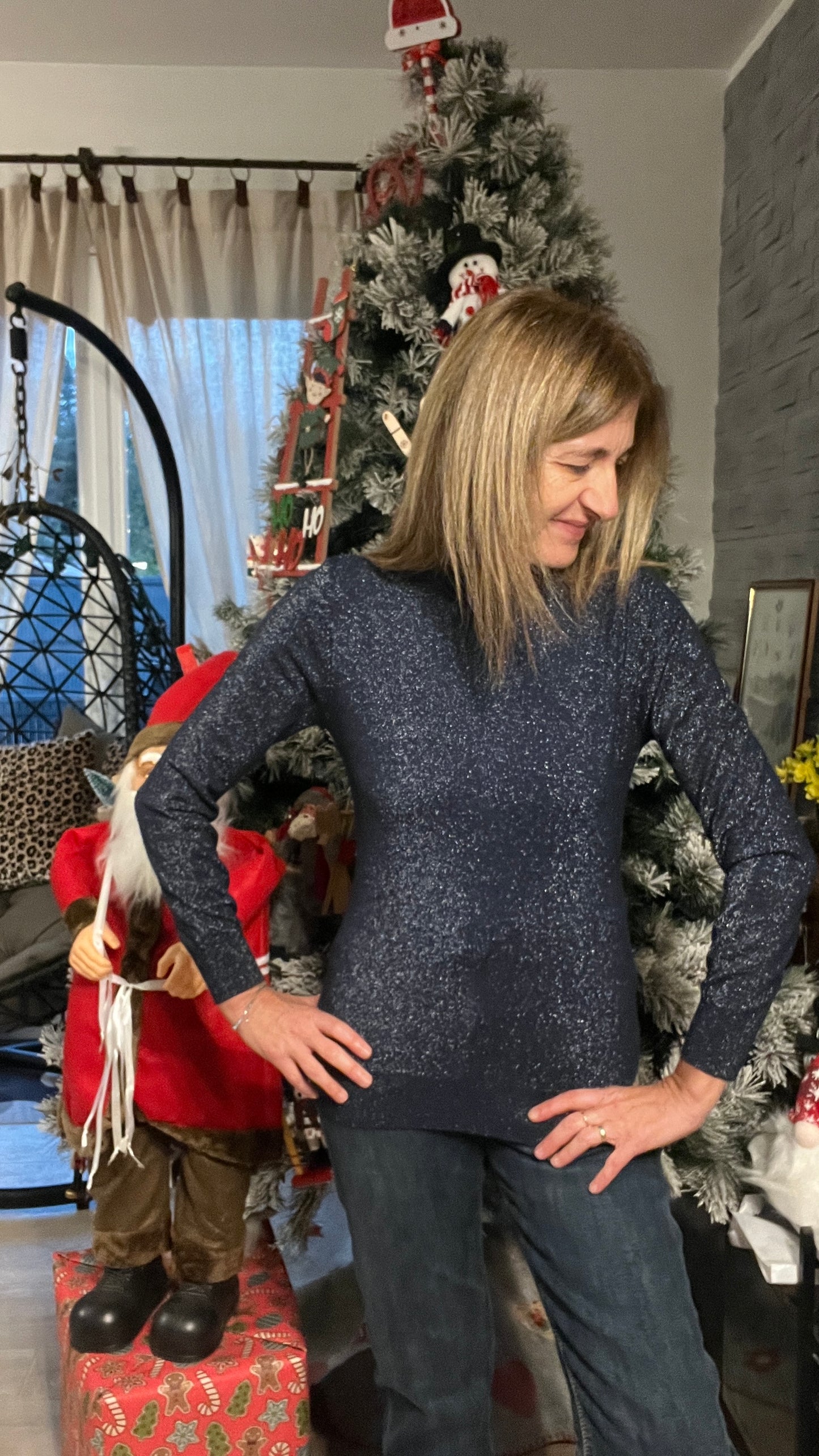 PULL COL ROULE PAILLETTES