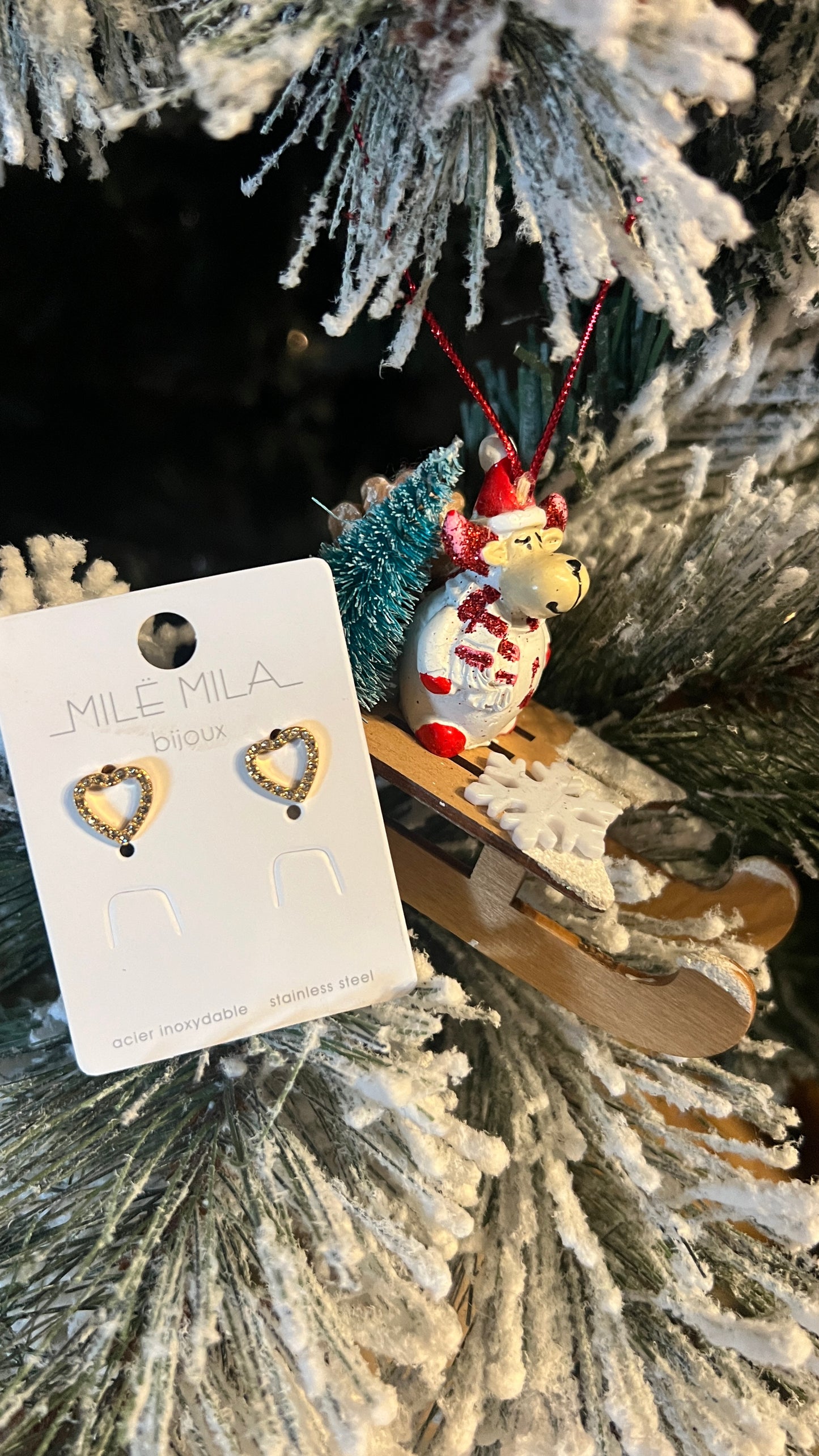 BOUCLES D'OREILLES COEURS DORES "MILE MILA"