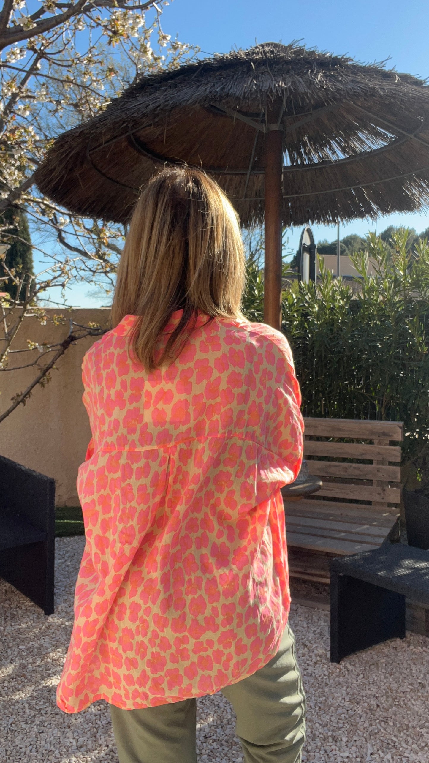 TUNIQUE JAUNE ROSE FLUO LEOPARD "PINK"