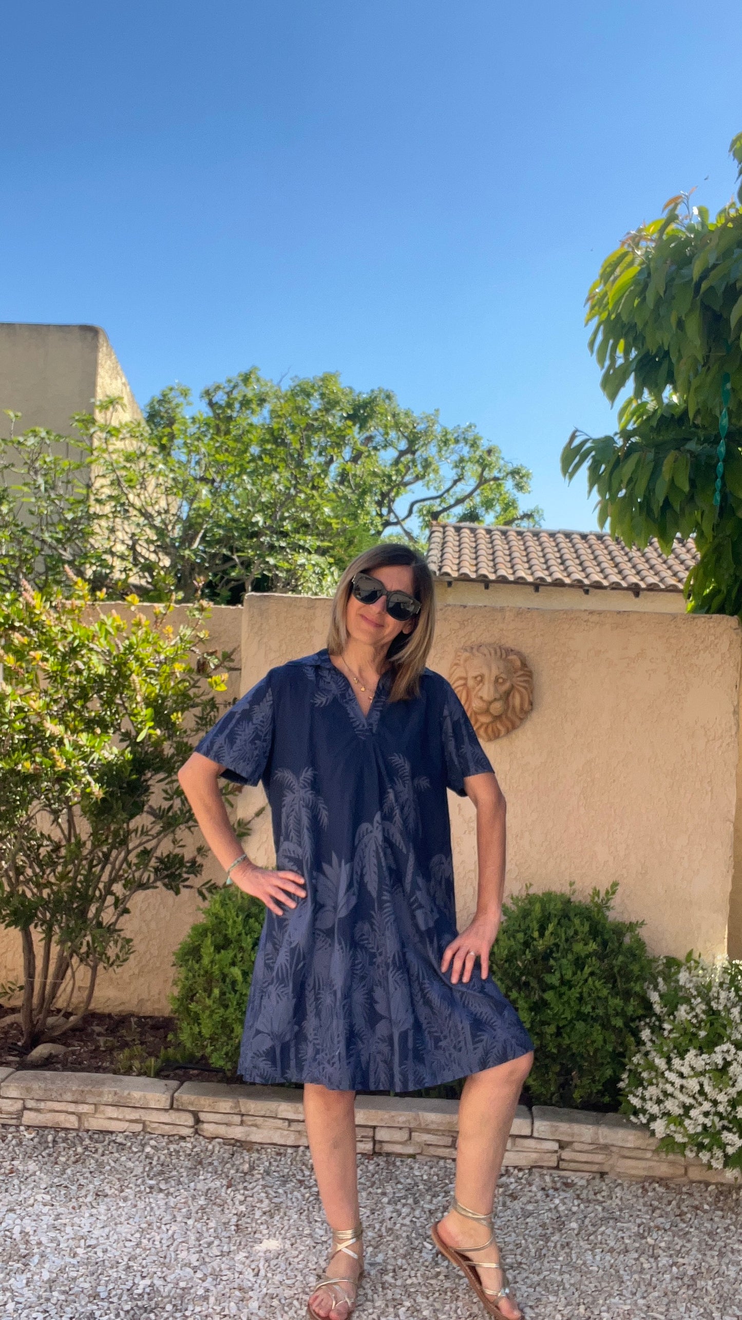 ROBE BLEUE MARINE/BLEUE JEAN "TROPIC"