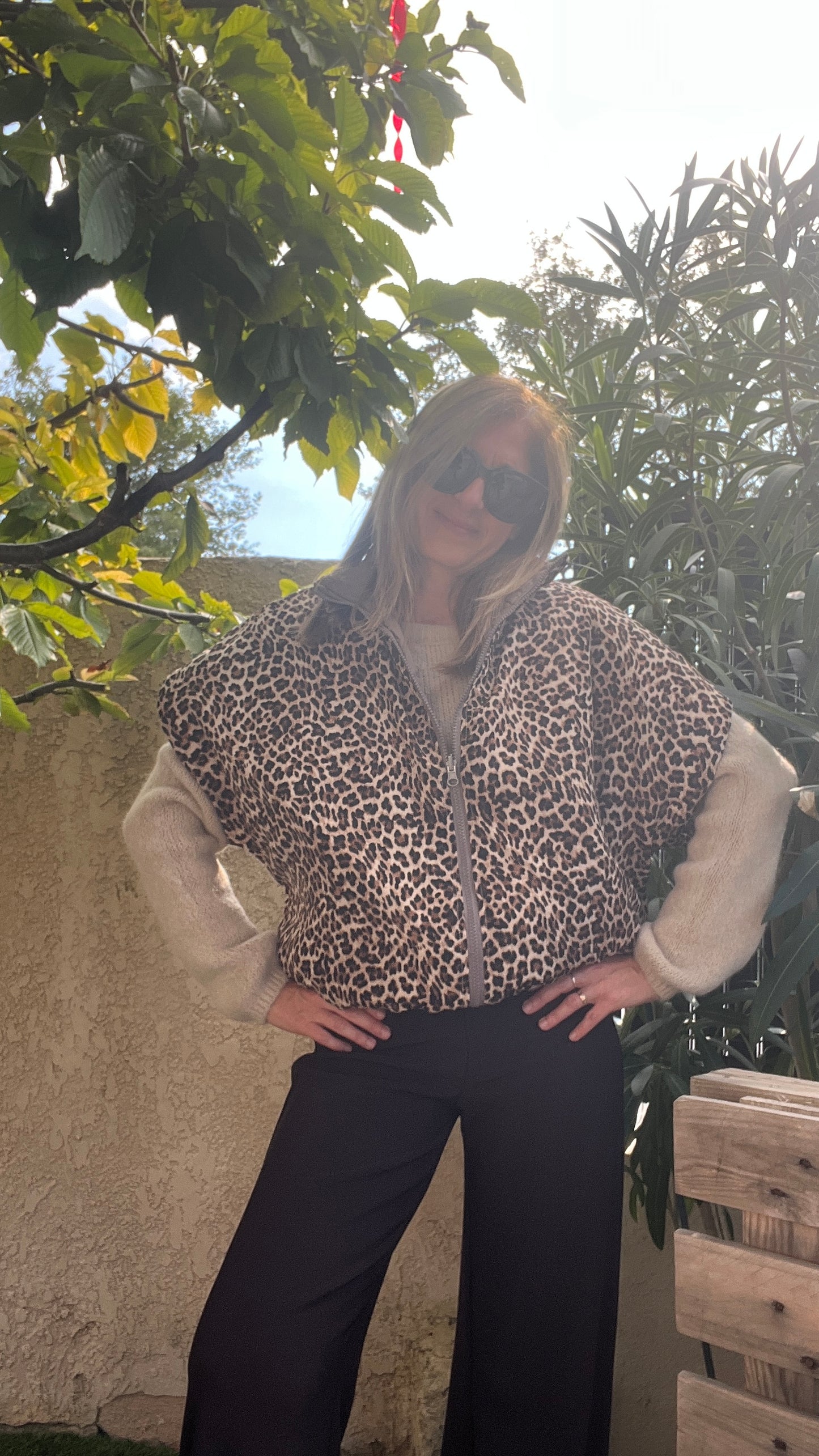 VESTE MATELASSEE TAUPE/LEOPARD REVERSIBLE