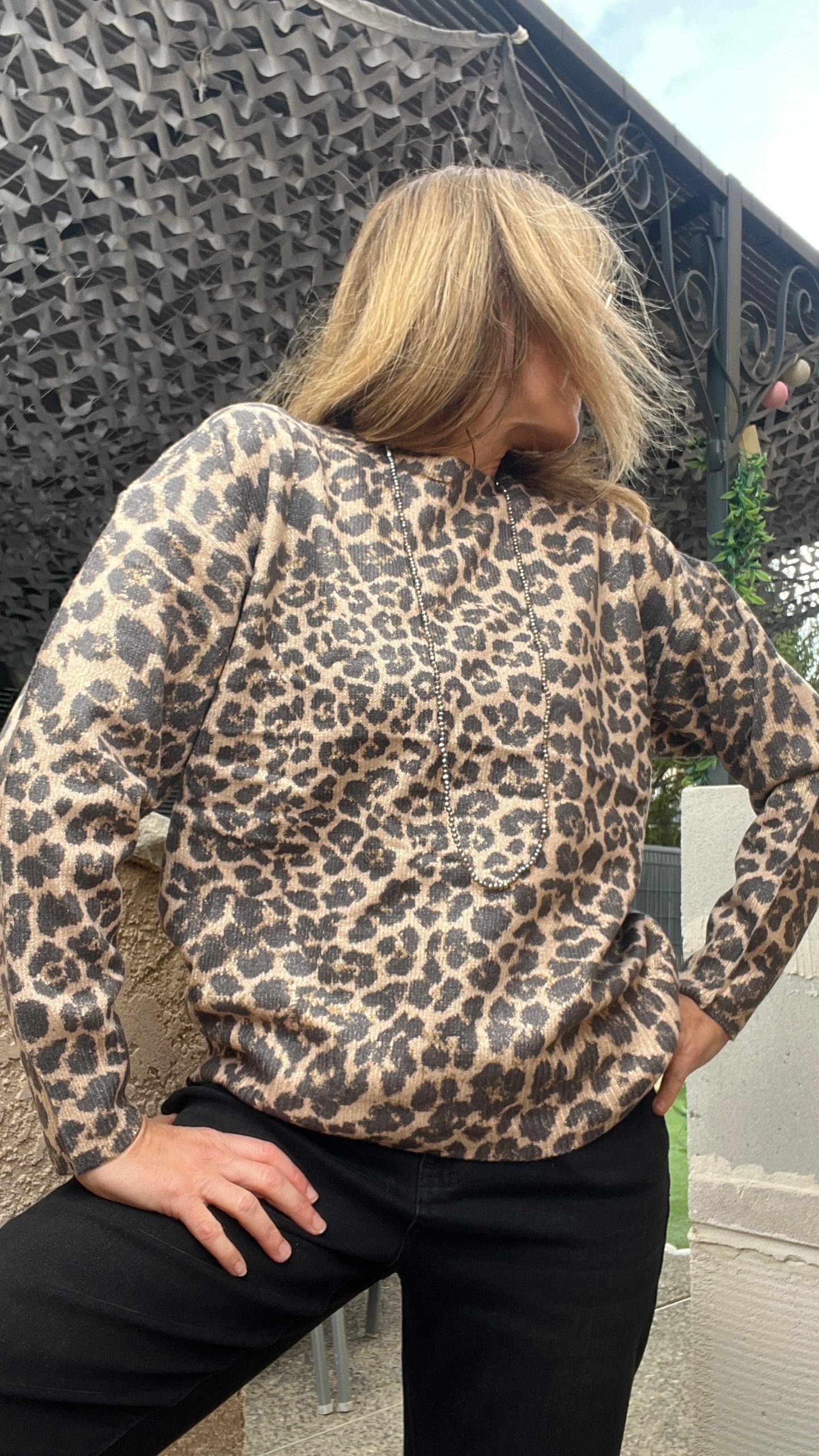 PULL MANCHES LONGUES LEOPARD