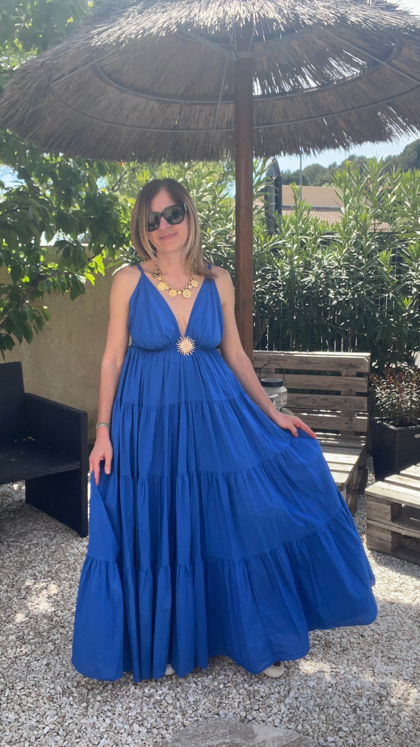 ROBE EN COTON SOLEIL BLEU ELECTRIQUE