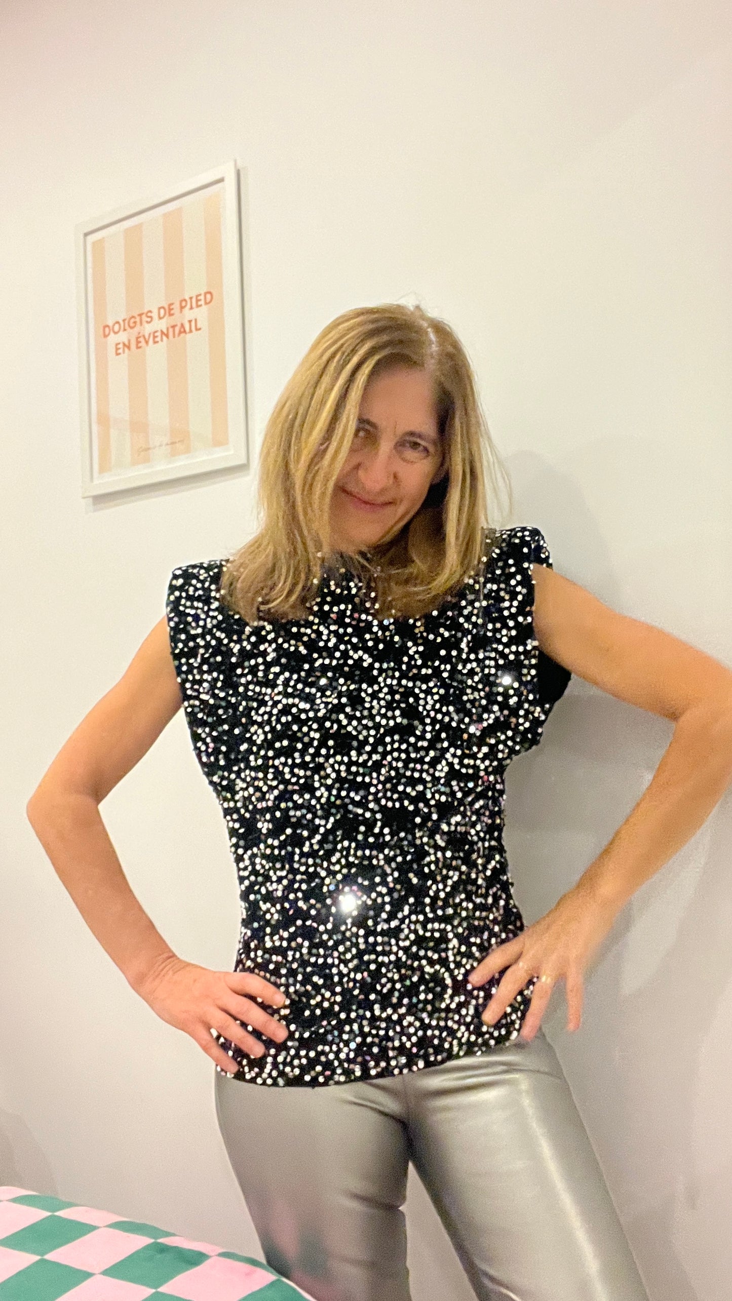 LEGGING ARGENT SIMILICUIR CEINTURE FINE