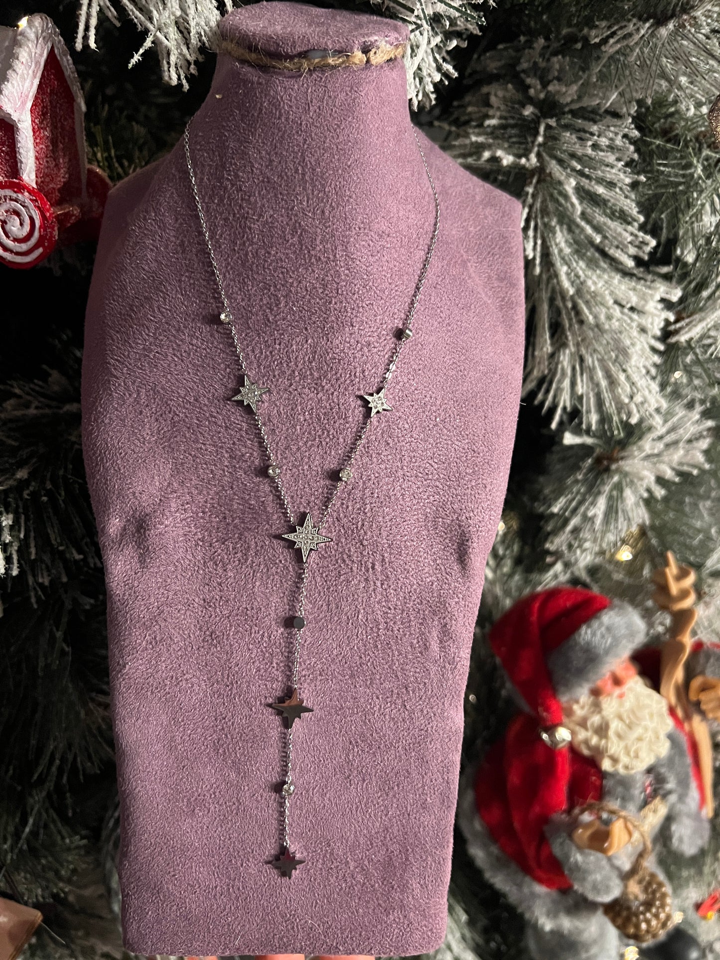 COLLIER ARGENTE TRIPLE METEORITES