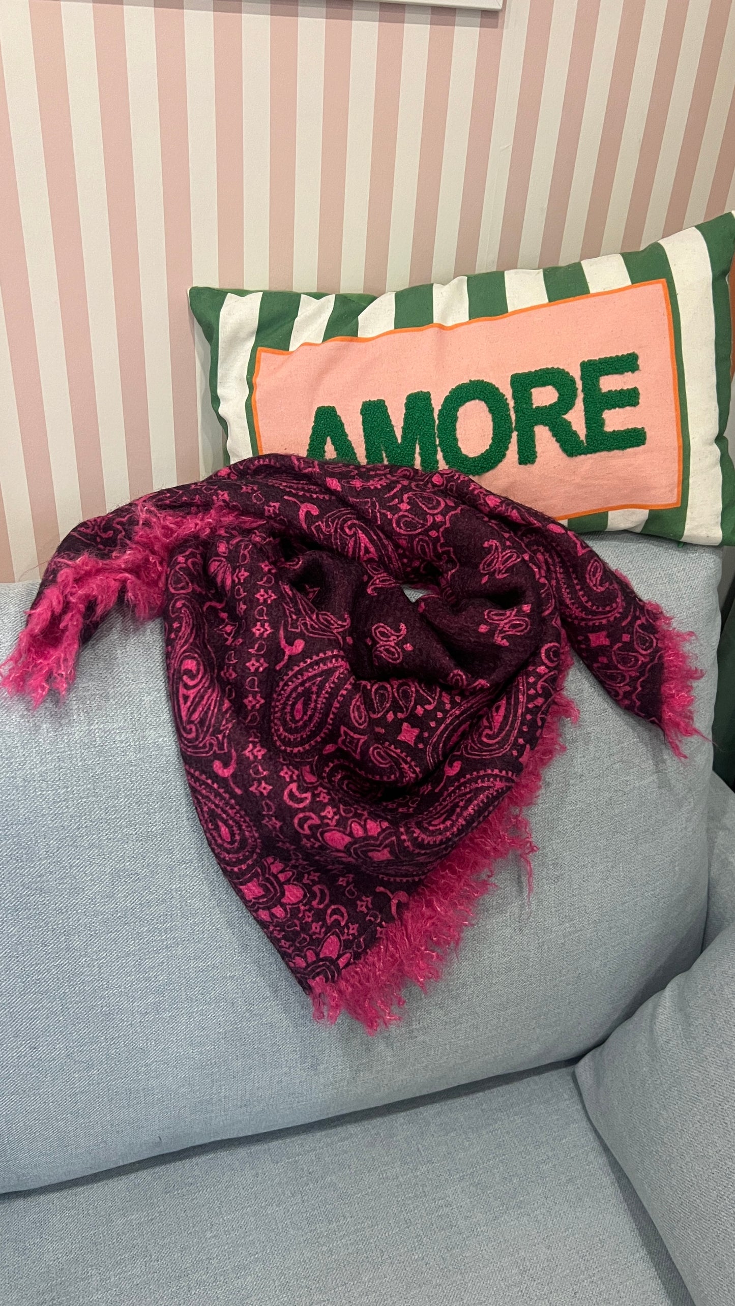 FOULARD BANDANA FUCHSIA/NOIR VIOLET