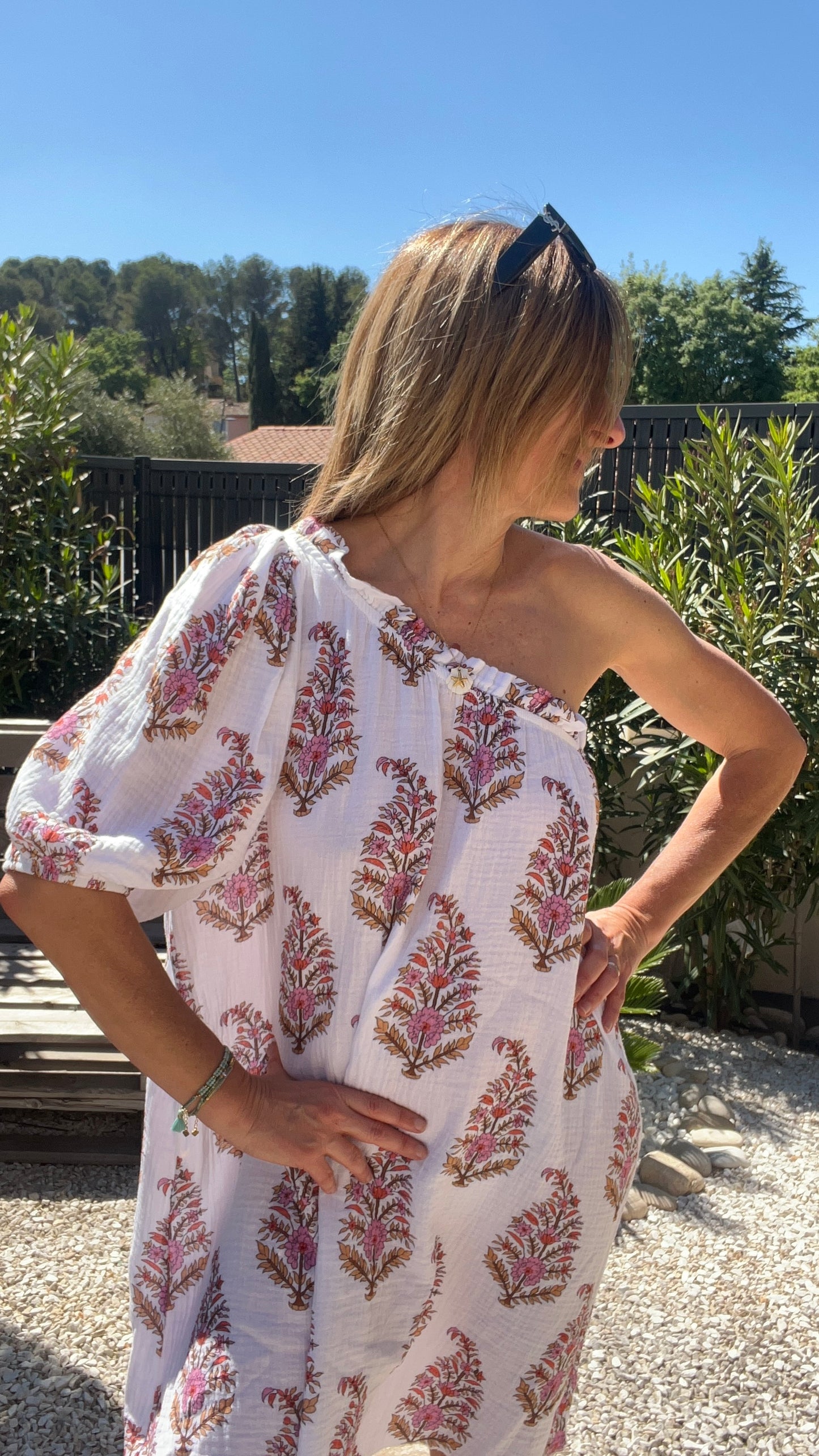 Robe asymétrique "FEUILLAGE"